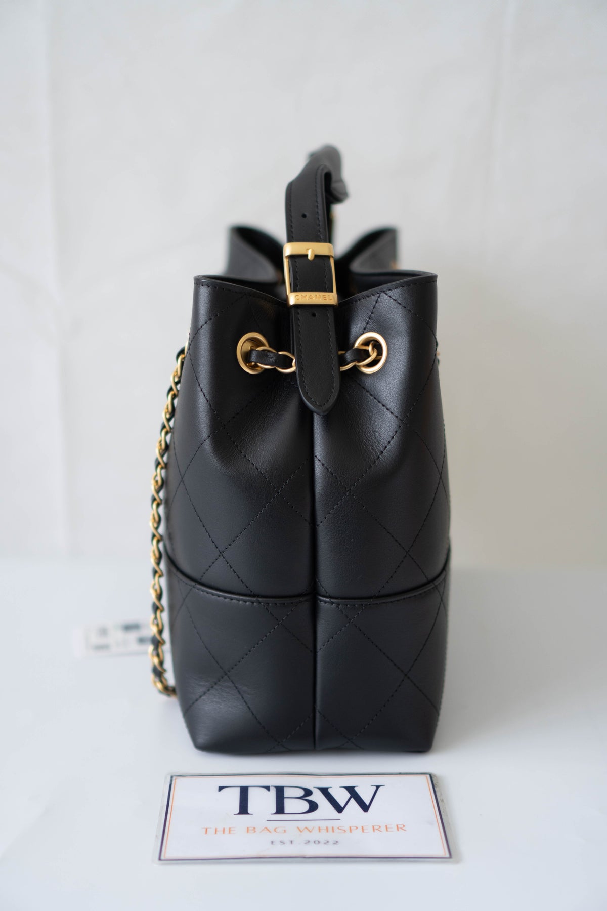 CC Large Hobo Bag – Black Calfskin in Gold Hardware