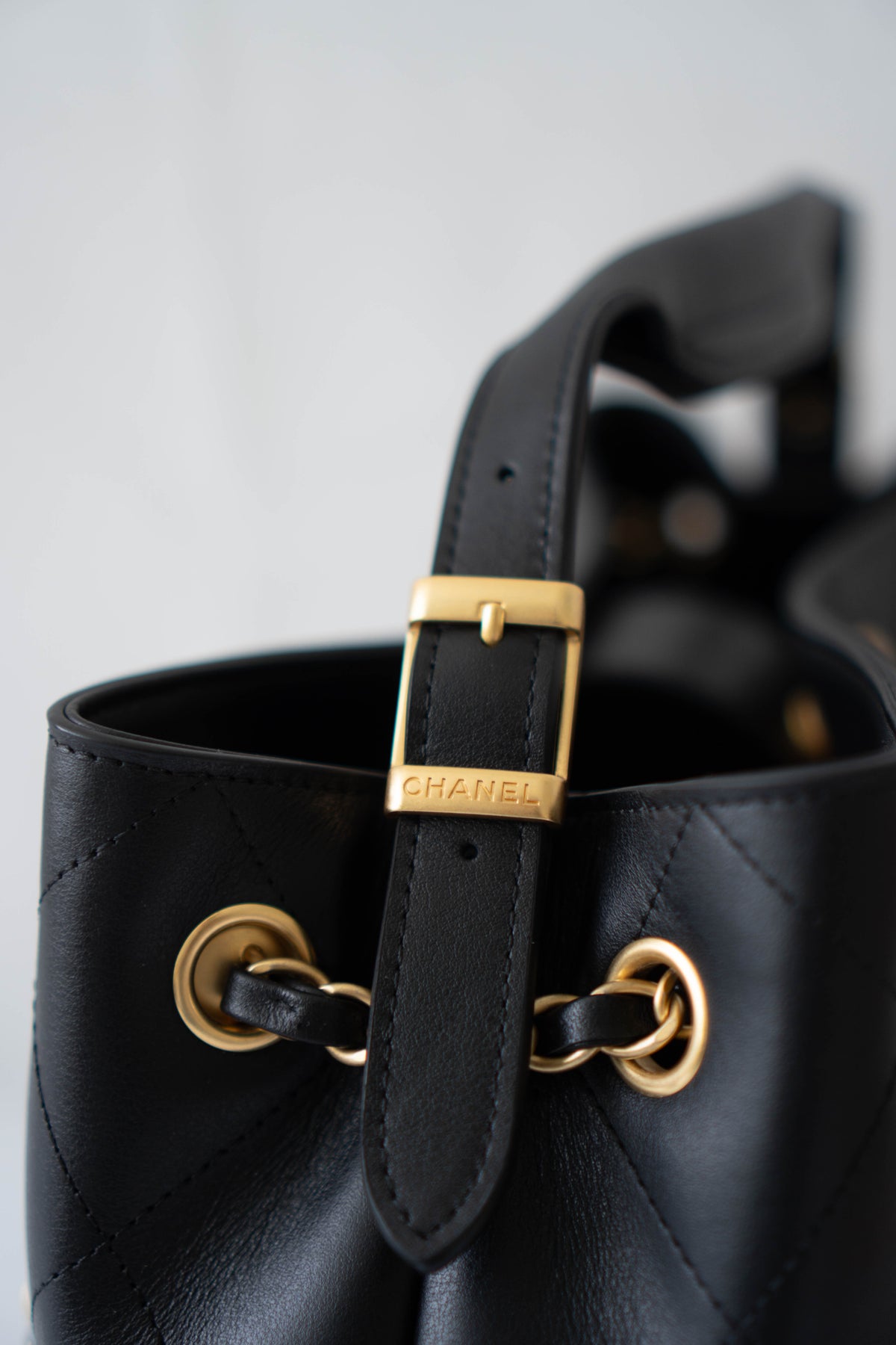 CC Large Hobo Bag – Black Calfskin in Gold Hardware