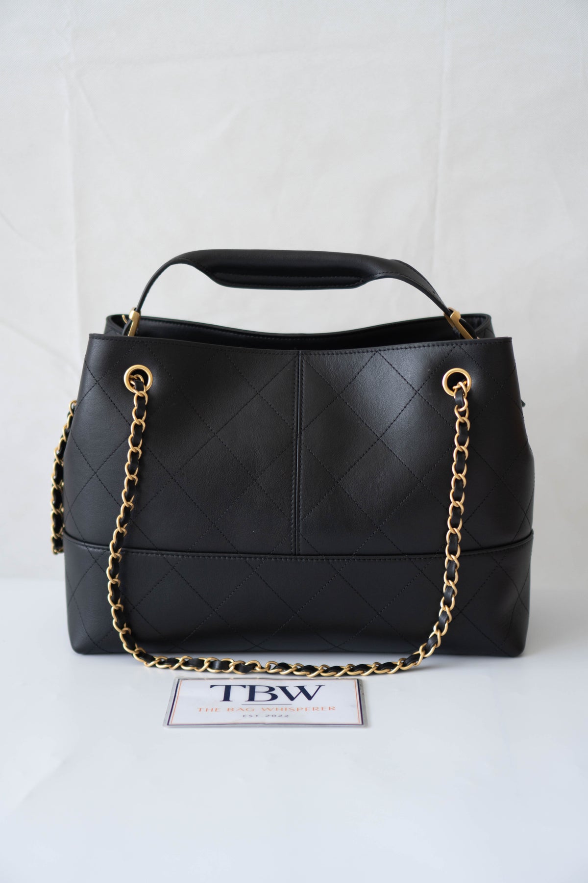 CC Large Hobo Bag – Black Calfskin in Gold Hardware