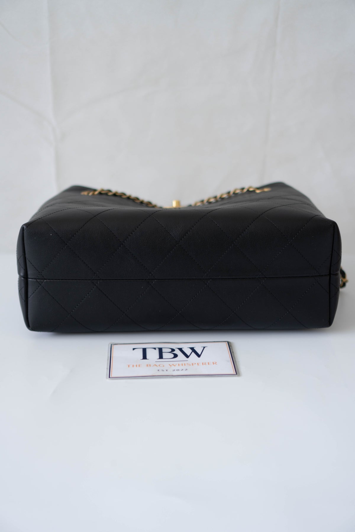 CC Large Hobo Bag – Black Calfskin in Gold Hardware