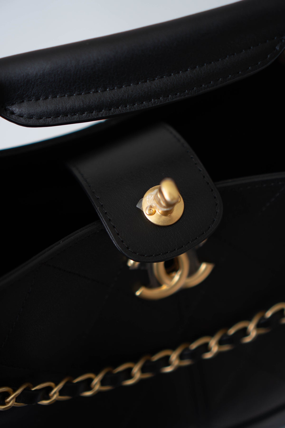 CC Large Hobo Bag – Black Calfskin in Gold Hardware