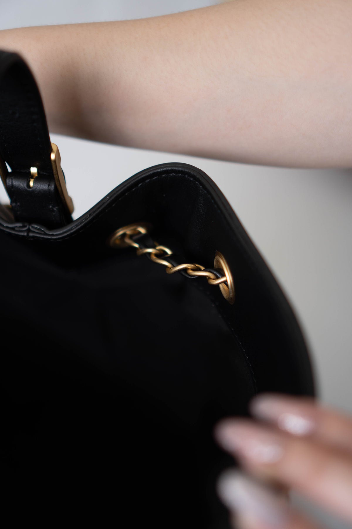 CC Large Hobo Bag – Black Calfskin in Gold Hardware