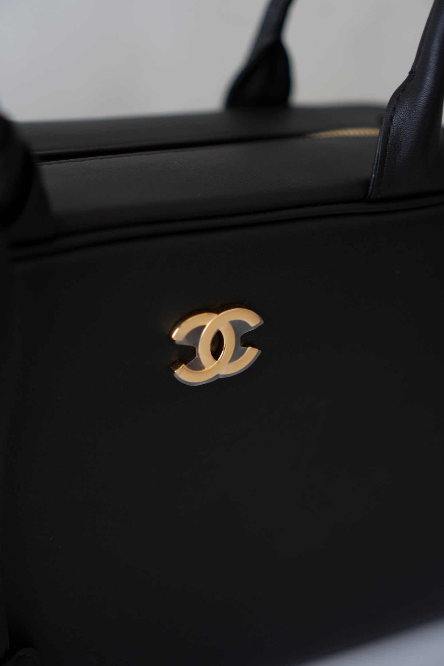 Large Bowling Bag 26S – Black Calfskin with Gold Hardware