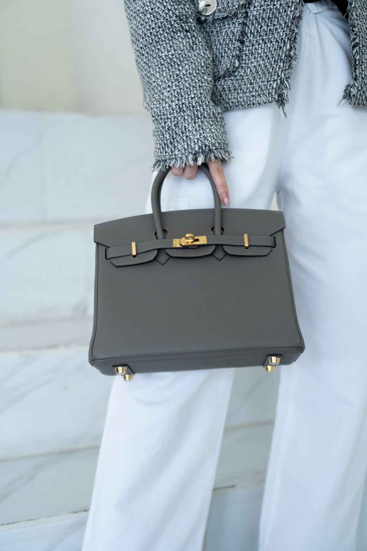 BK 25 – Gris Meyer Togo with Gold Hardware