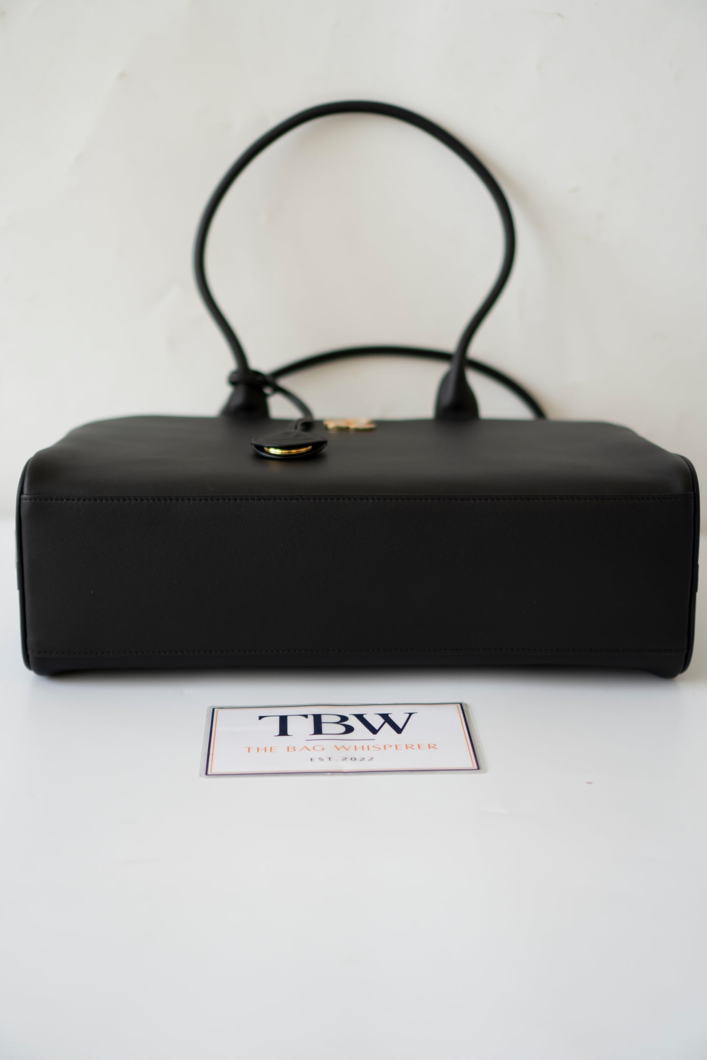 Large Bowling Bag 26S – Black Calfskin with Gold Hardware