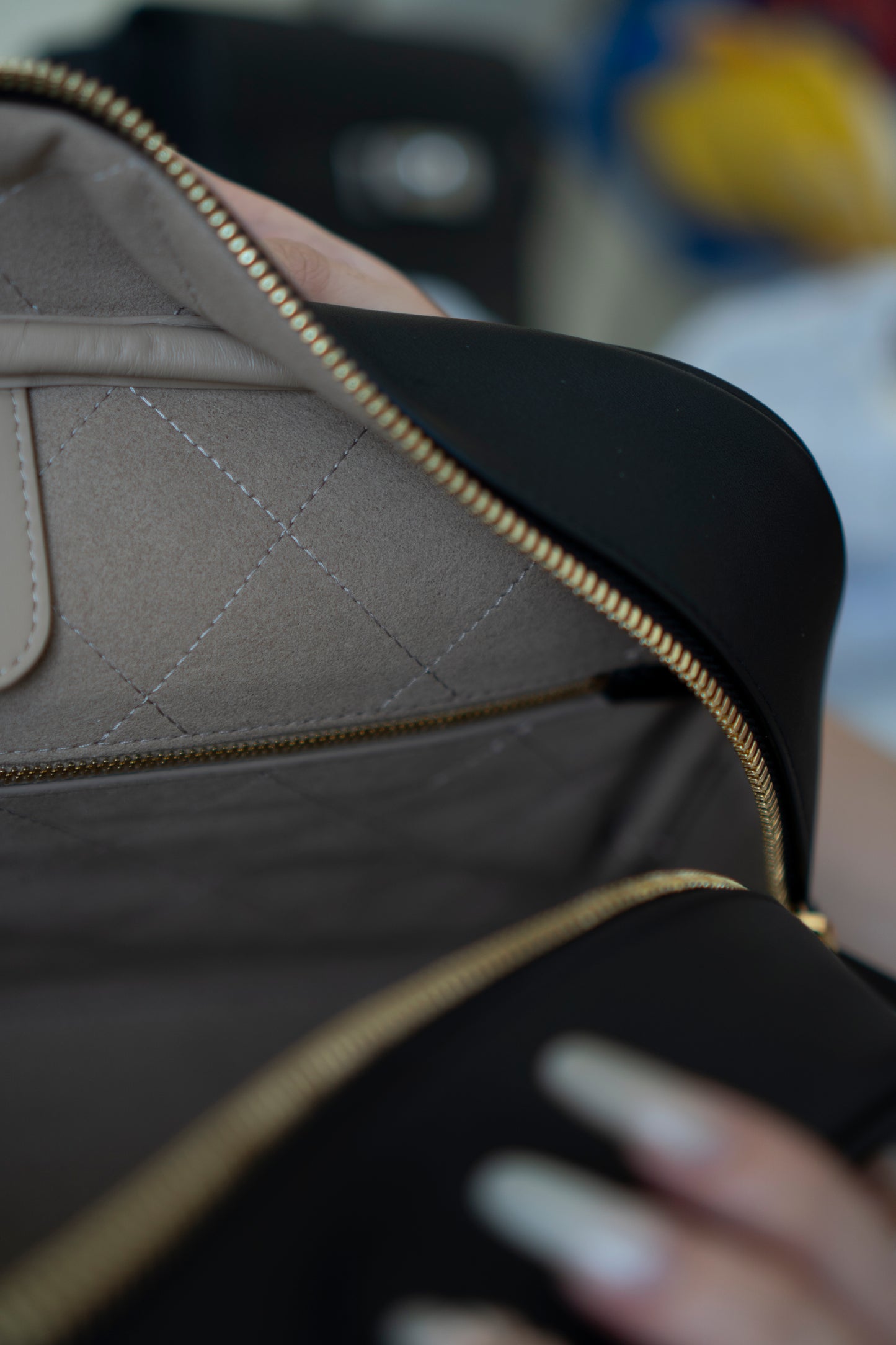 Large Bowling Bag 26S – Black Calfskin with Gold Hardware