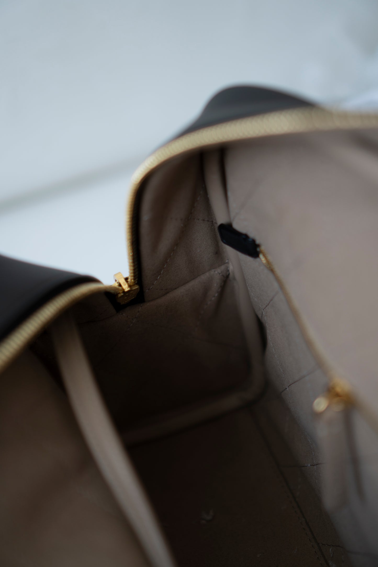 Large Bowling Bag 26S – Black Calfskin with Gold Hardware