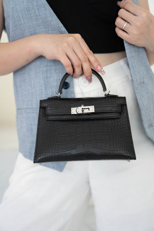 Mini KL II in Black Alligator leather with Palladium Hardware