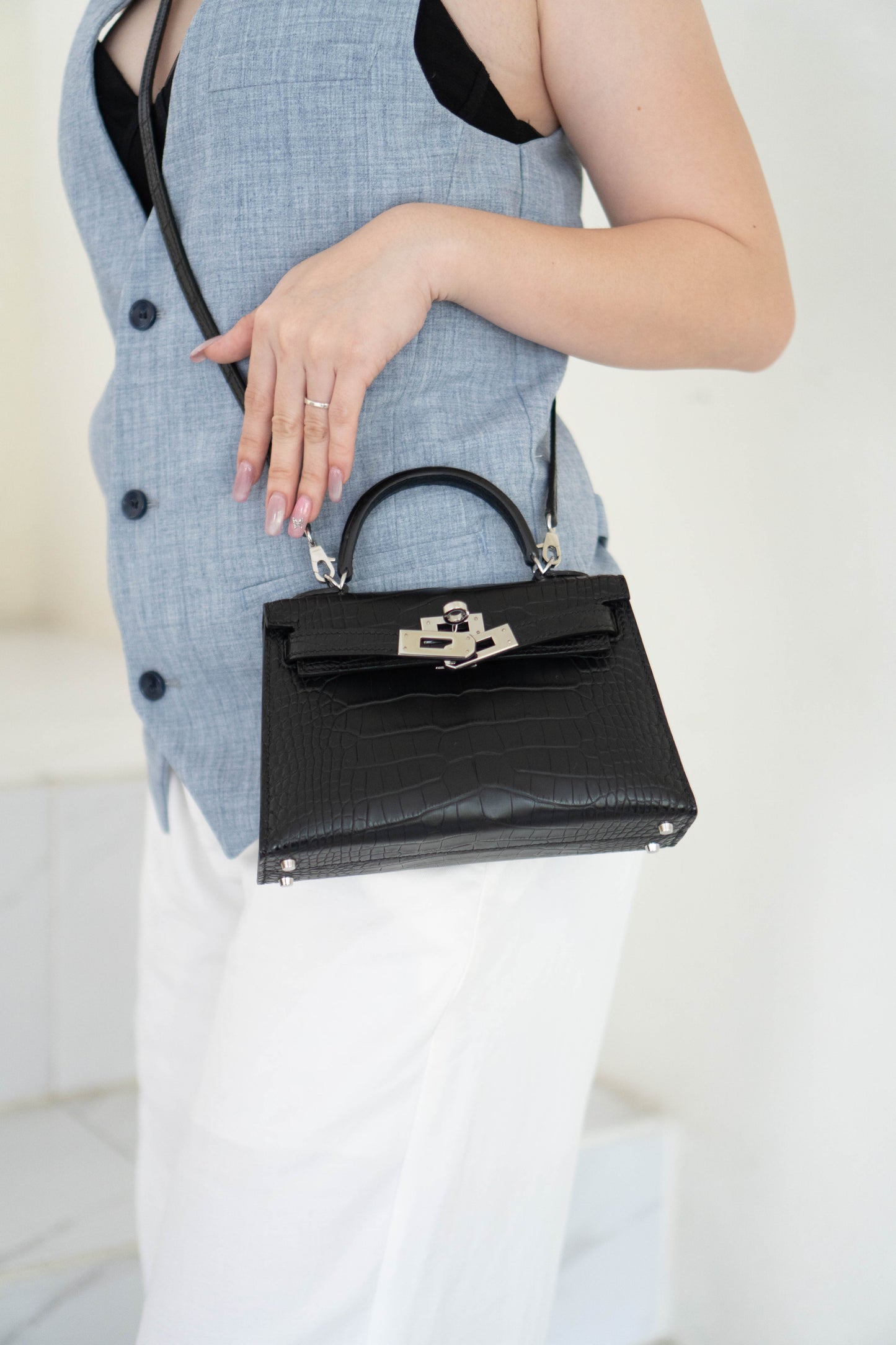 Mini KL II in Black Alligator leather with Palladium Hardware