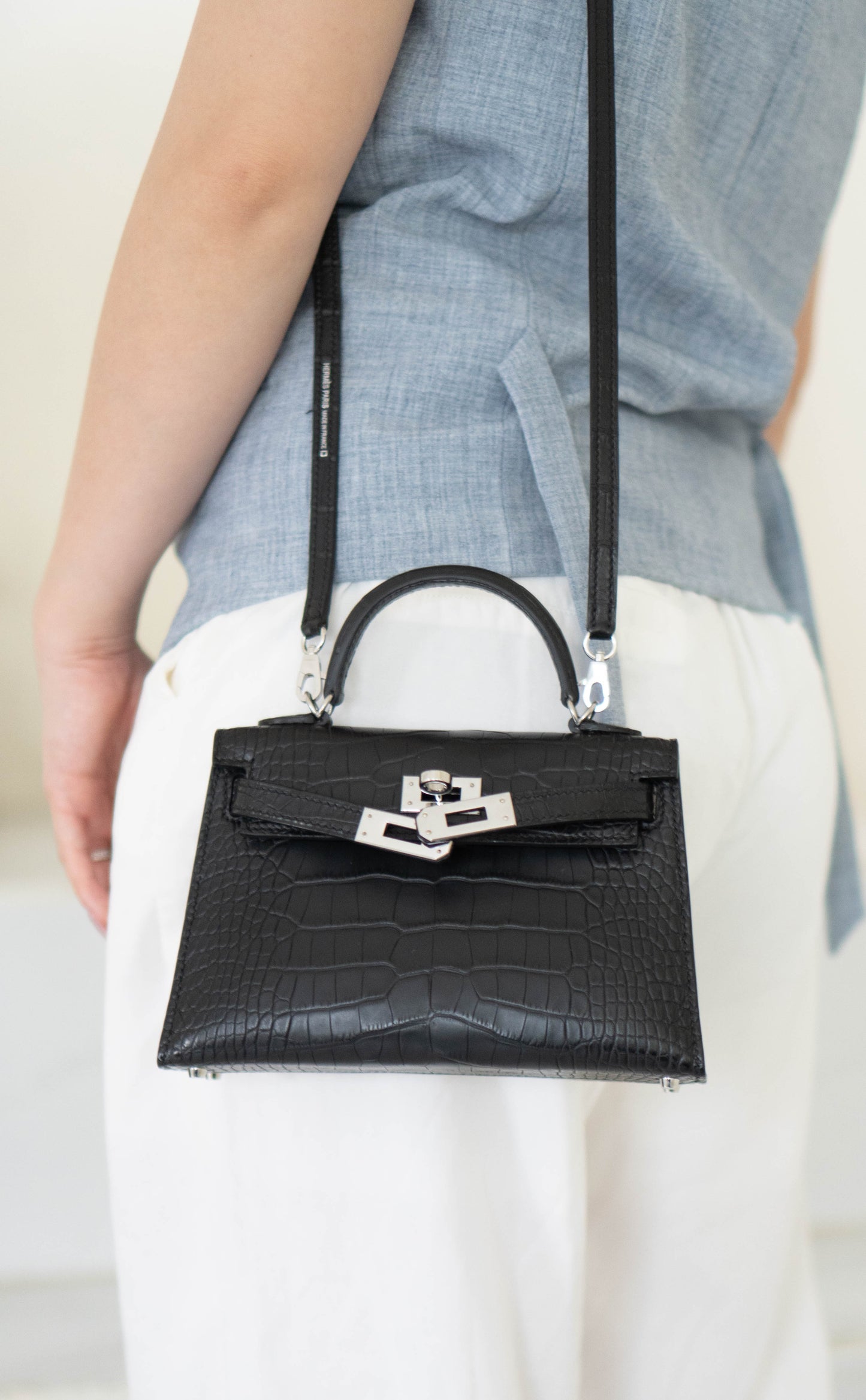Mini KL II in Black Alligator leather with Palladium Hardware