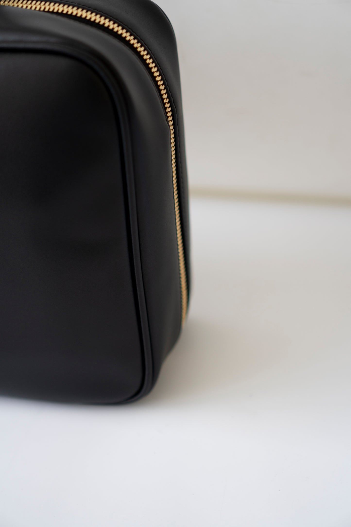 Beau Medium Bowling Bag – Black Smooth Calfskin with Gold Hardware
