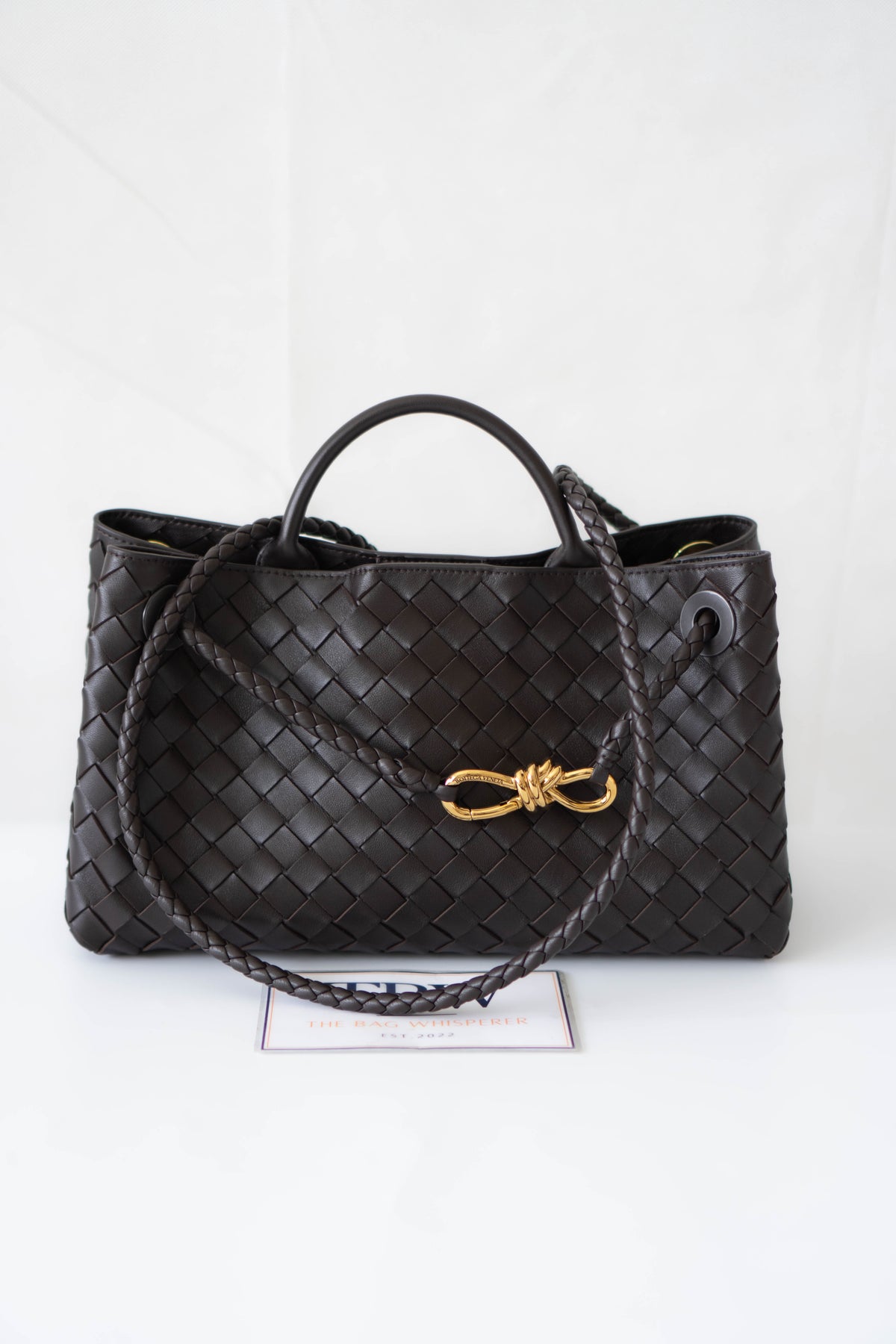 Andiamo Medium Bag – Dark Brown Intrecciato Nappa Leather