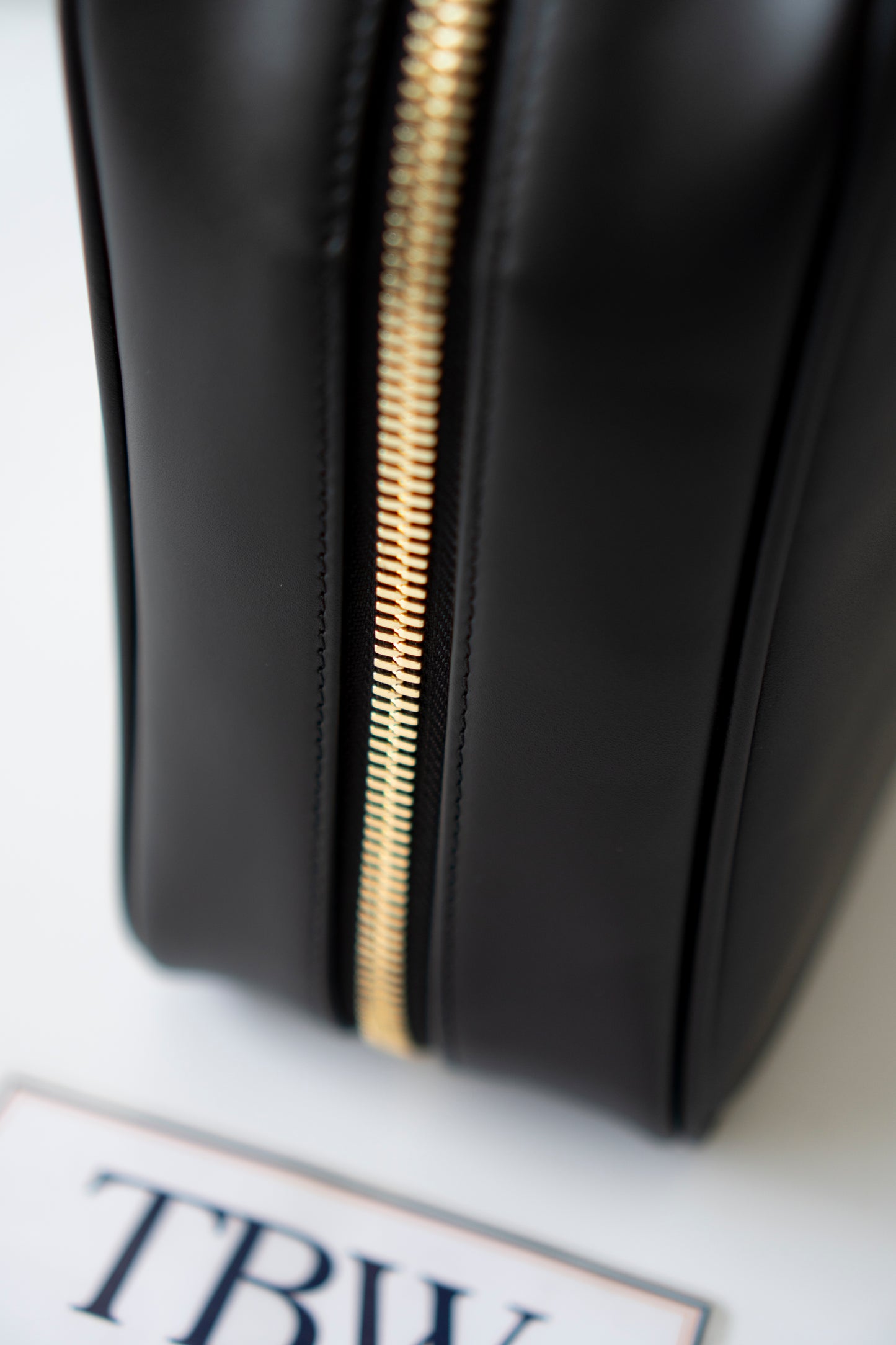 Beau Medium Bowling Bag – Black Smooth Calfskin with Gold Hardware