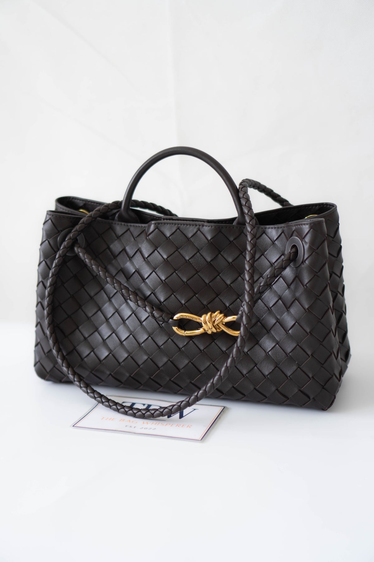 Andiamo Medium Bag – Dark Brown Intrecciato Nappa Leather