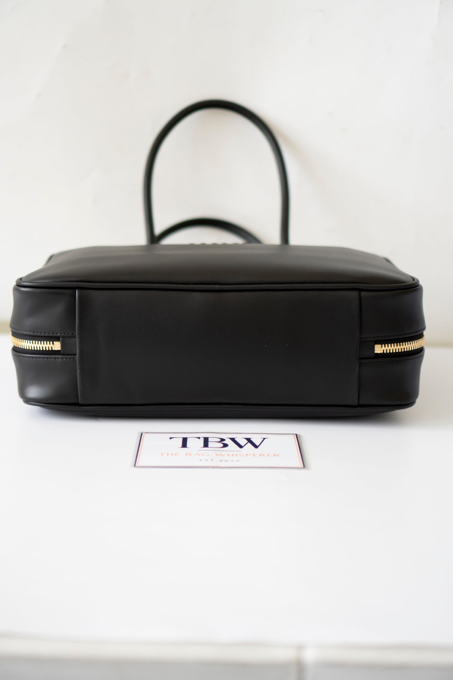 Beau Medium Bowling Bag – Black Smooth Calfskin with Gold Hardware