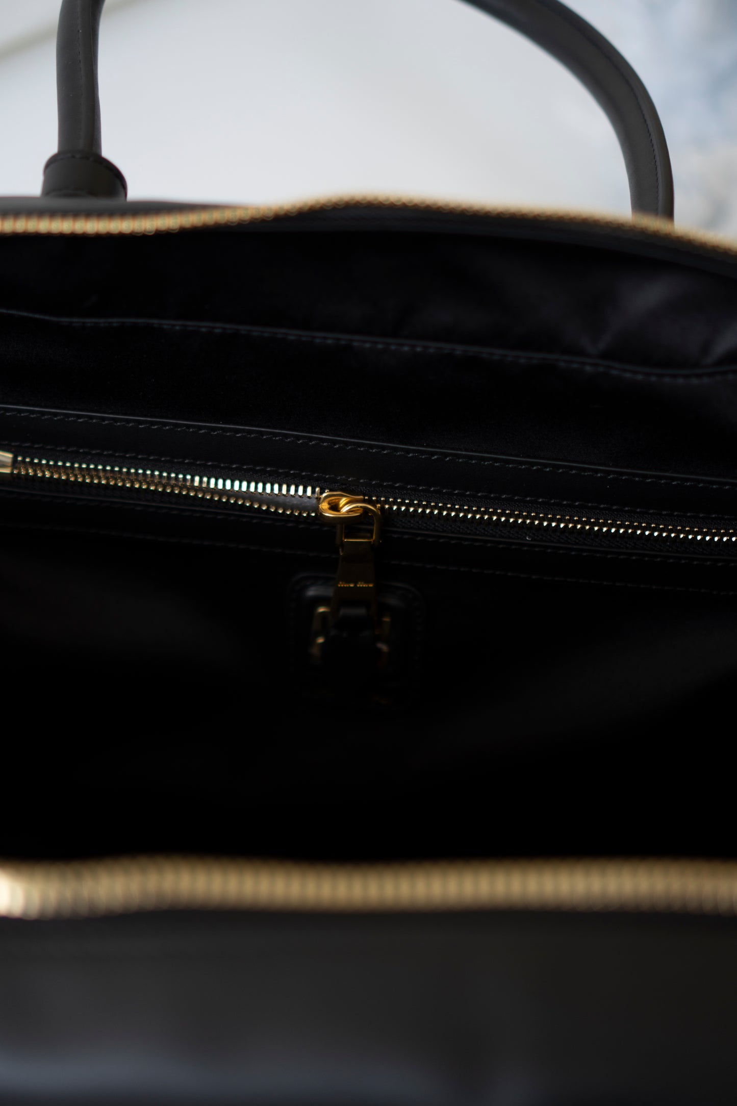 Beau Medium Bowling Bag – Black Smooth Calfskin with Gold Hardware