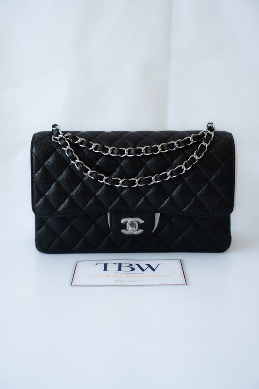 Classic Flap Bag – Medium Black Caviar with Silver Hardware