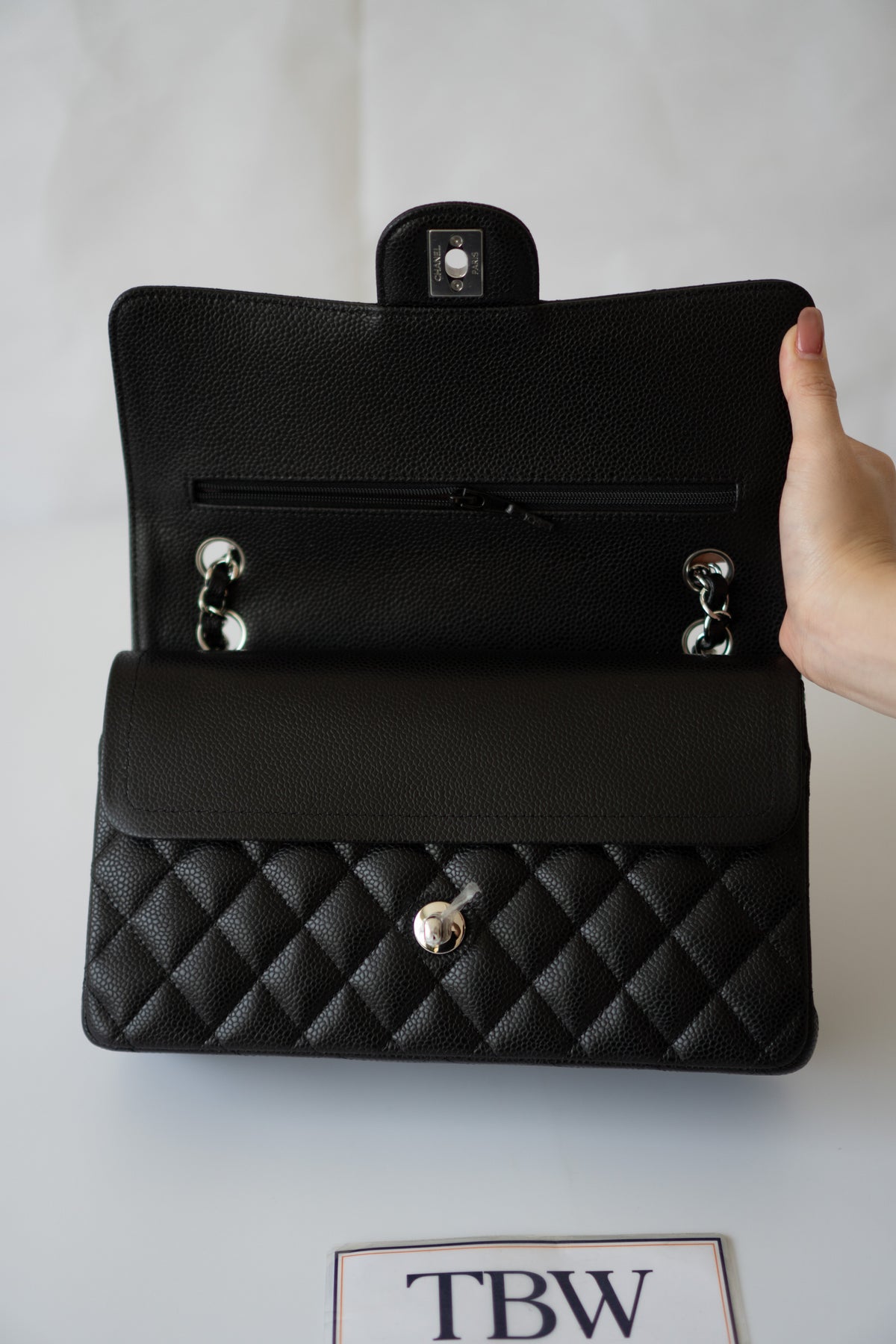 Classic Flap Bag – Medium Black Caviar with Silver Hardware