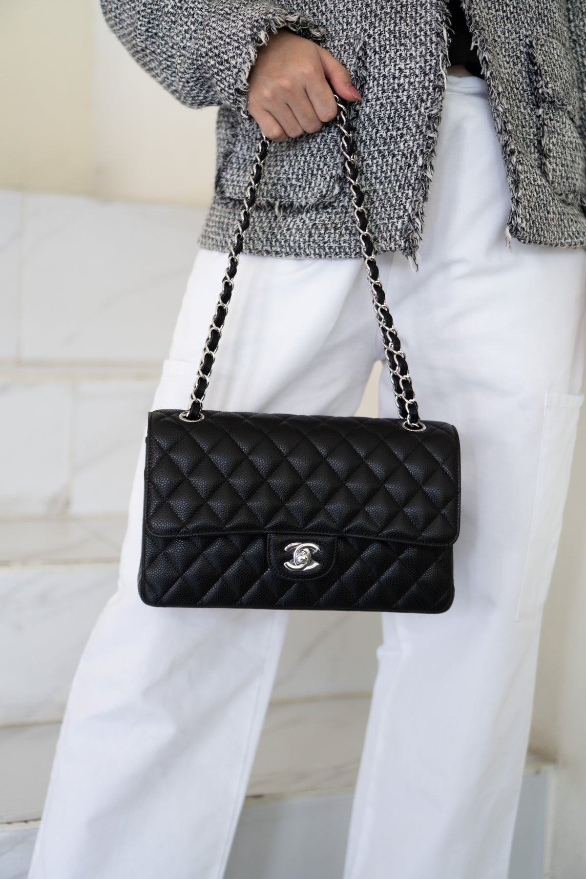 Classic Flap Bag – Medium Black Caviar with Silver Hardware