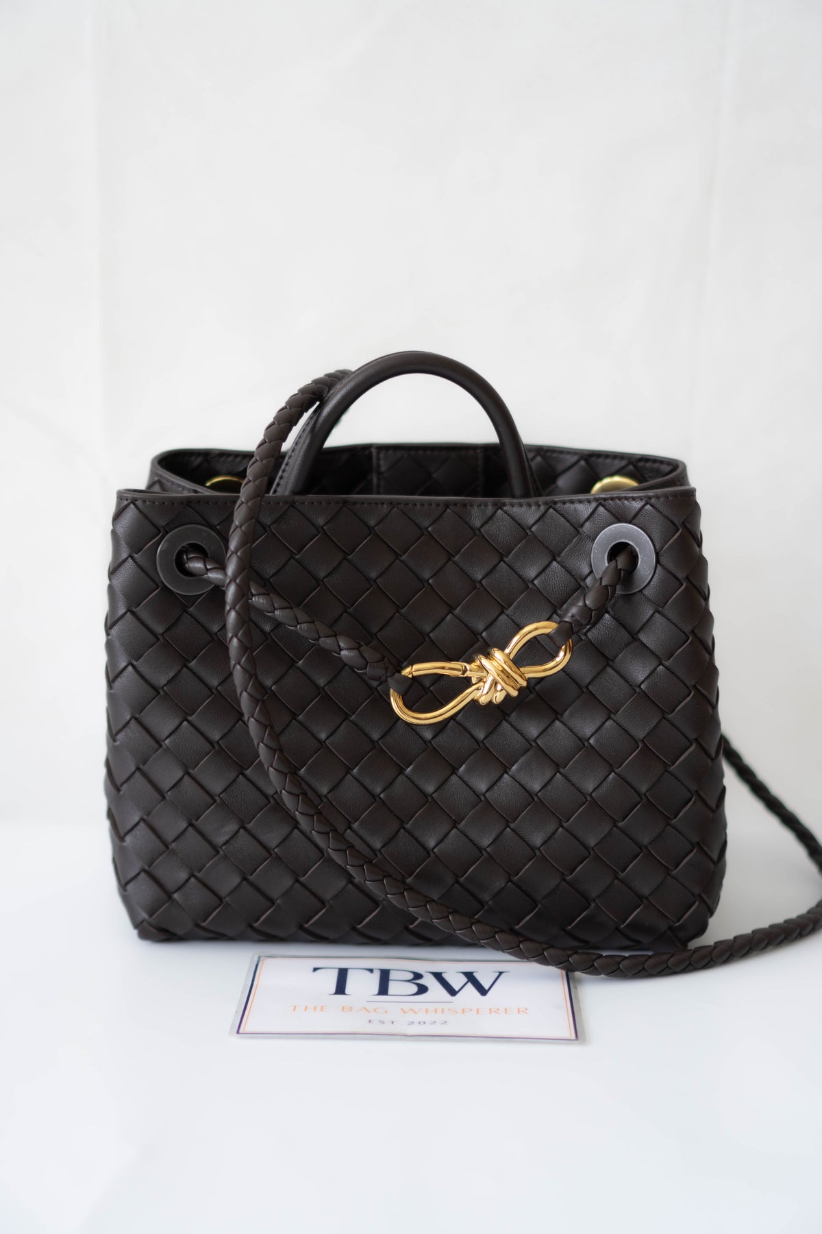Andiamo Small Bag – Dark Brown Intrecciato Nappa Leather