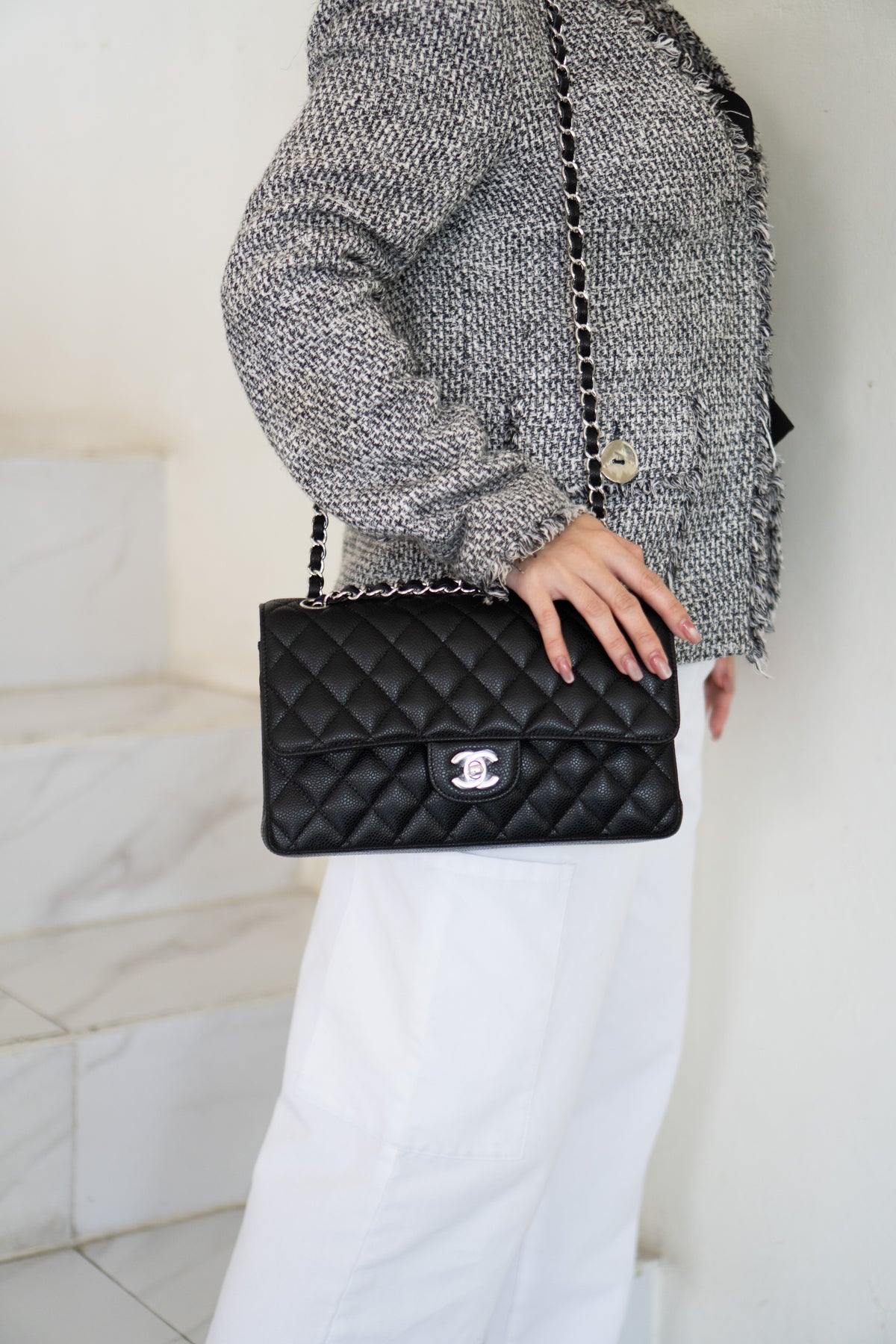 Classic Flap Bag – Medium Black Caviar with Silver Hardware