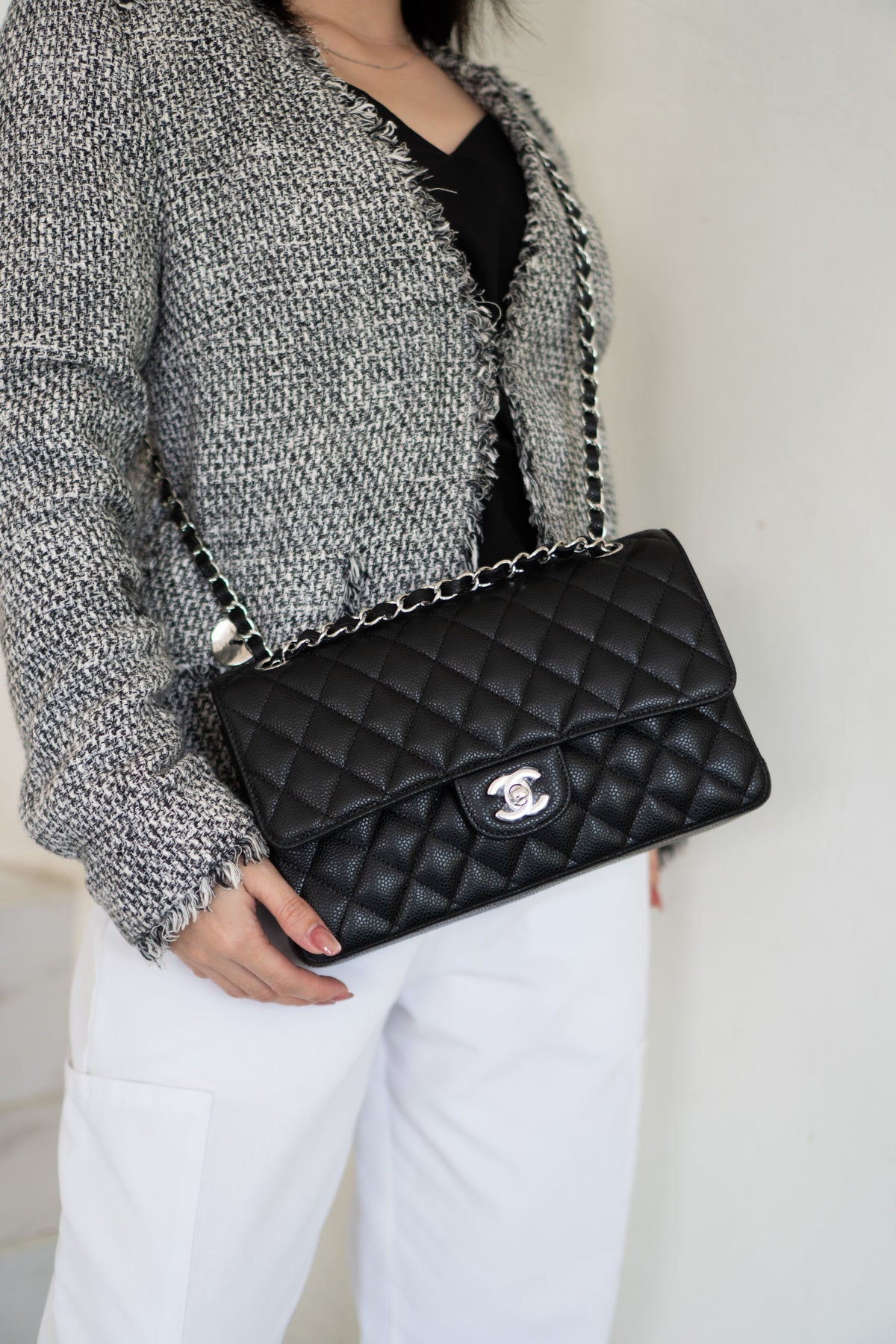 Classic Flap Bag – Medium Black Caviar with Silver Hardware