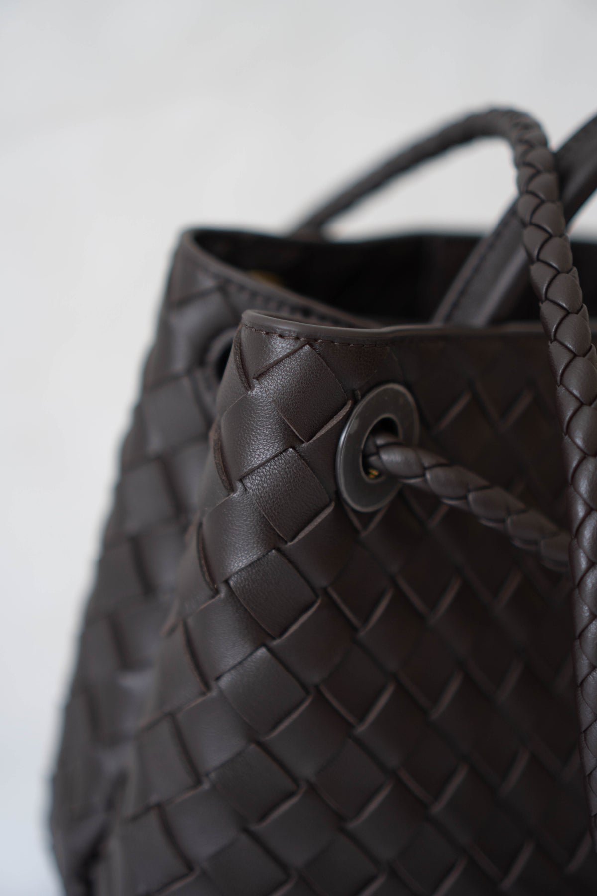 Andiamo Small Bag – Dark Brown Intrecciato Nappa Leather