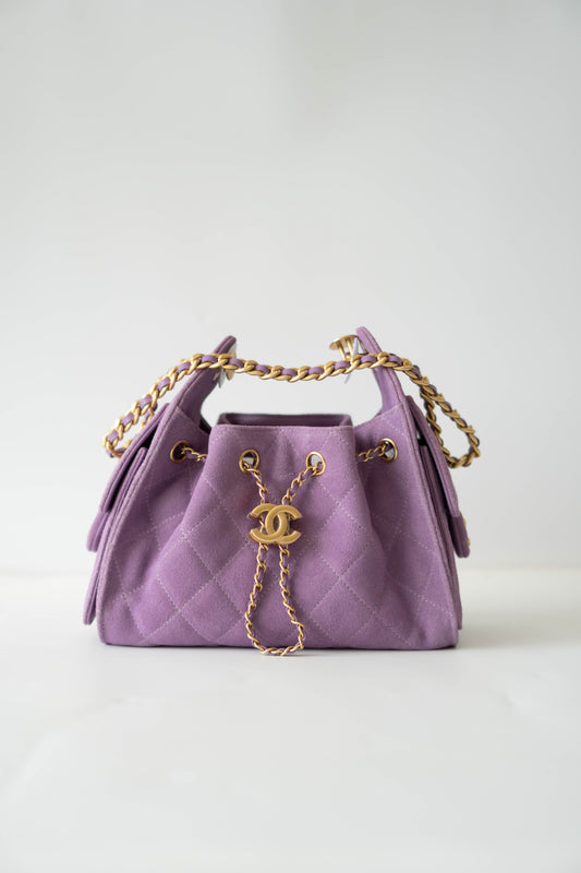 C25 in Mini Purple Suede Calfskin with Gold Hardware