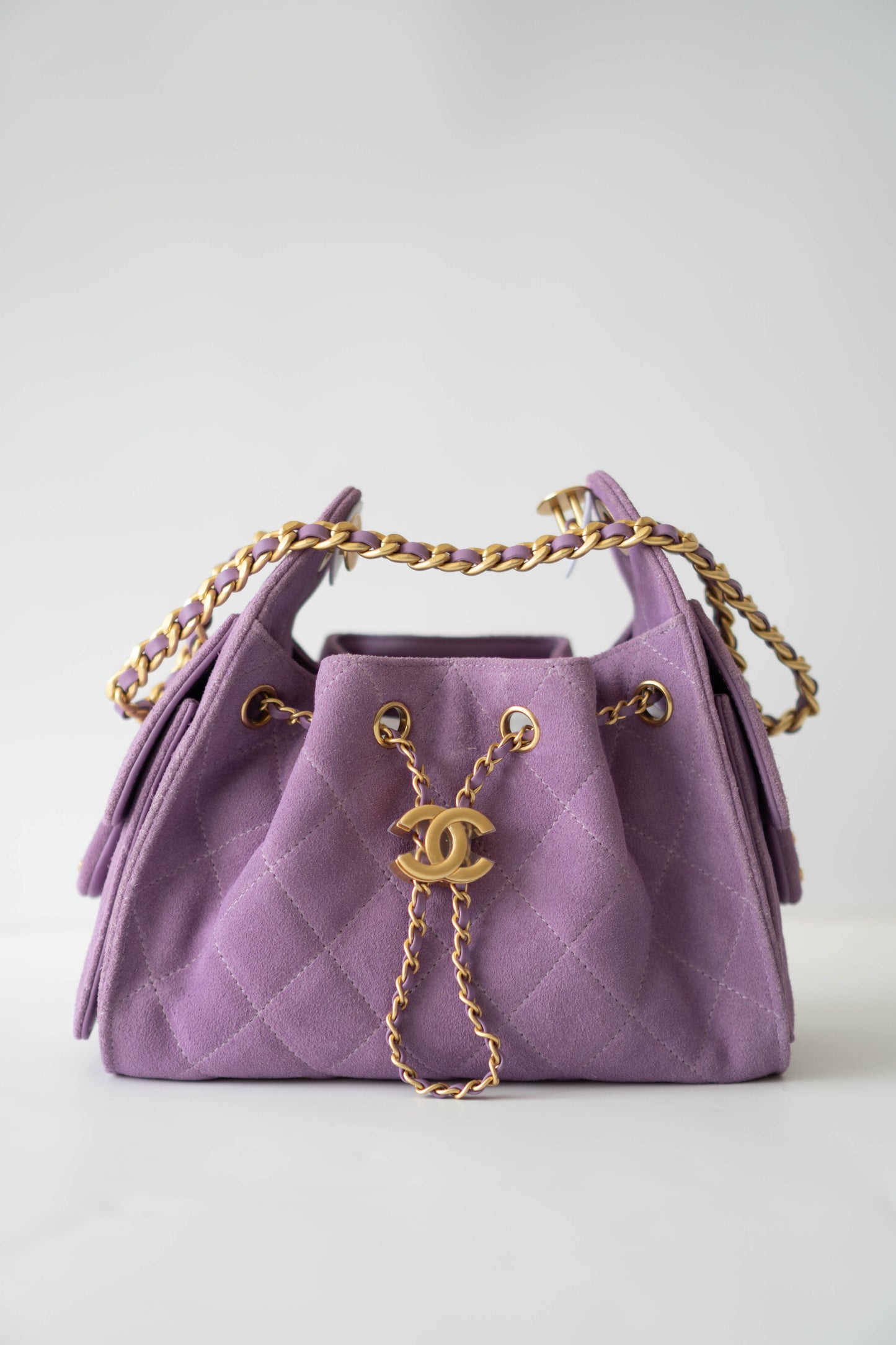 C25 in Mini Purple Suede Calfskin with Gold Hardware