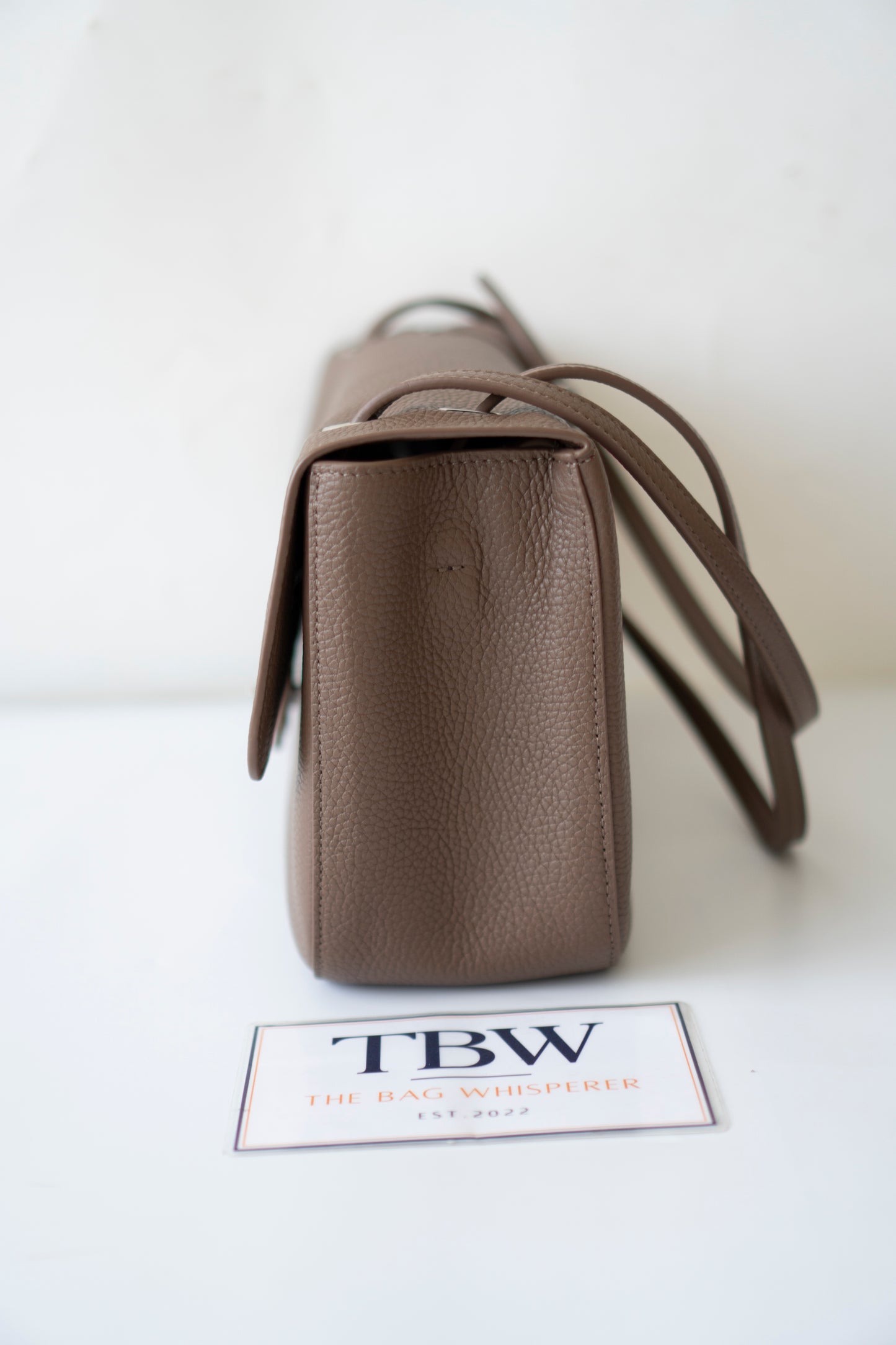 26S Souplissimo Jumbo Flap – Taupe Grained Calfskin with Silver Hardware