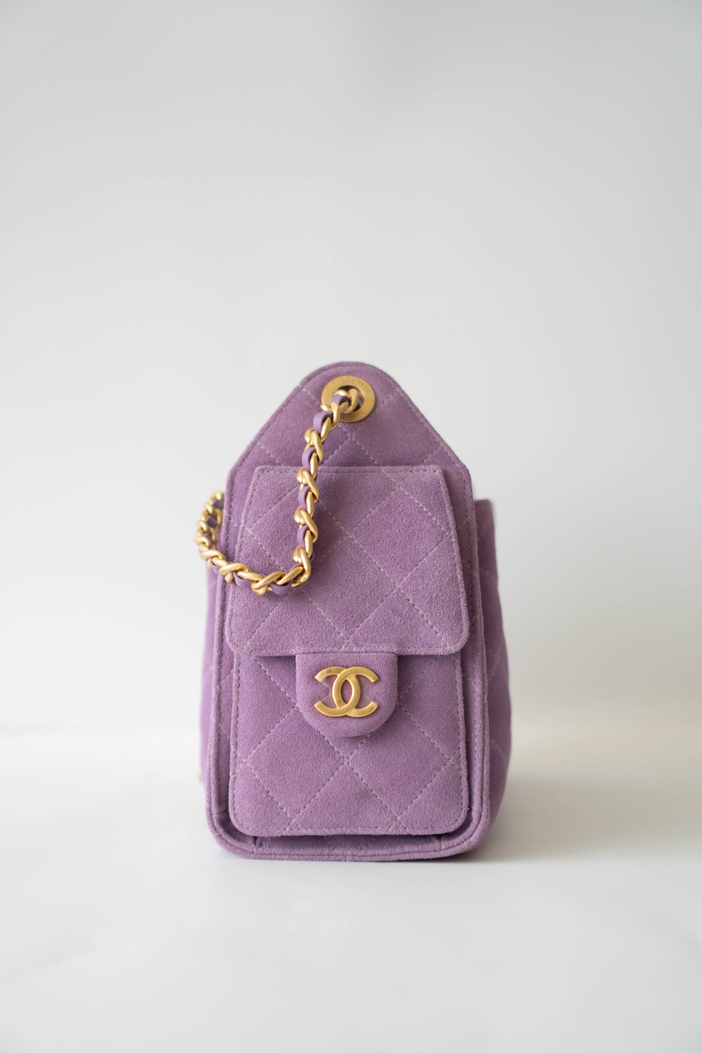 C25 in Mini Purple Suede Calfskin with Gold Hardware
