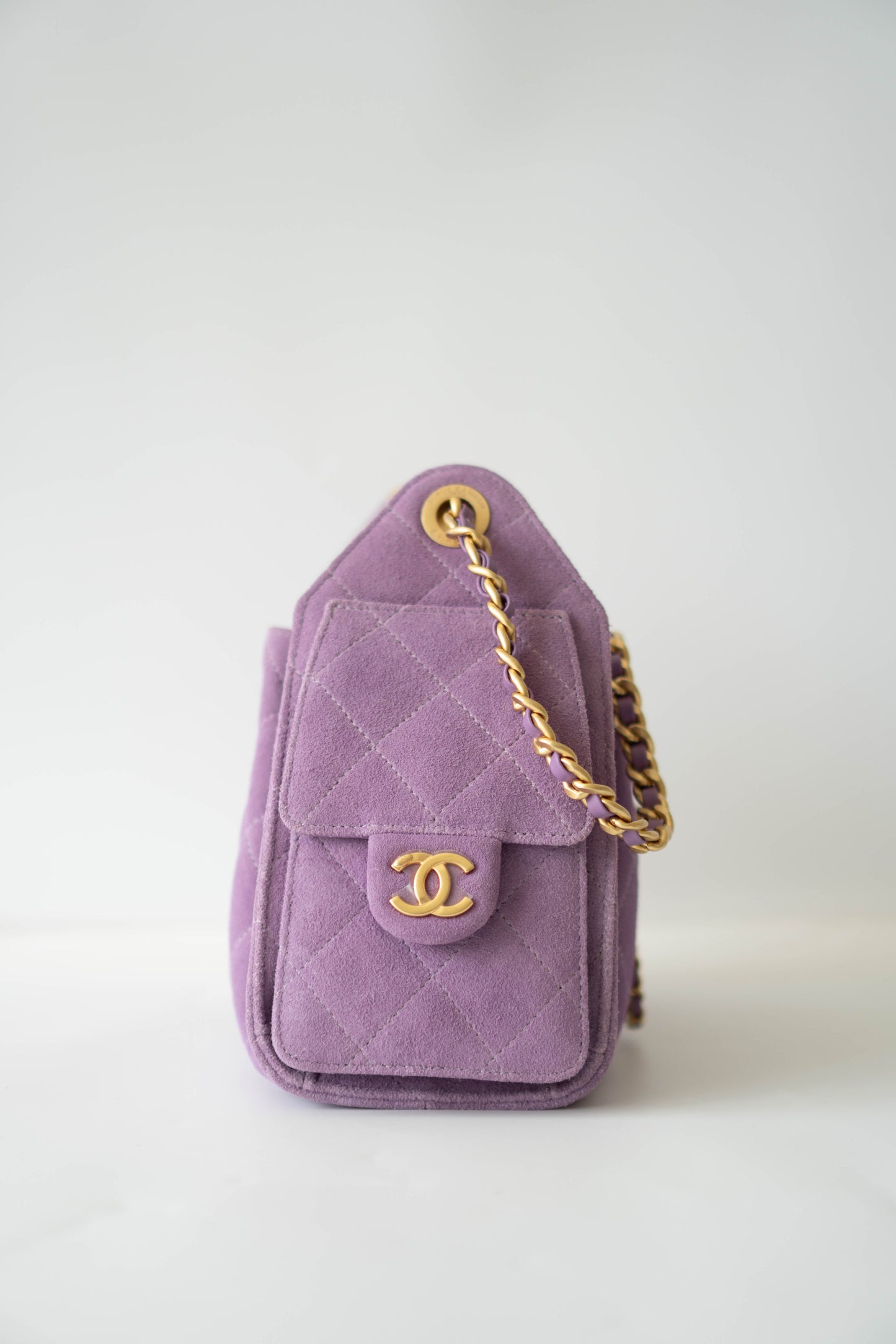 C25 in Mini Purple Suede Calfskin with Gold Hardware