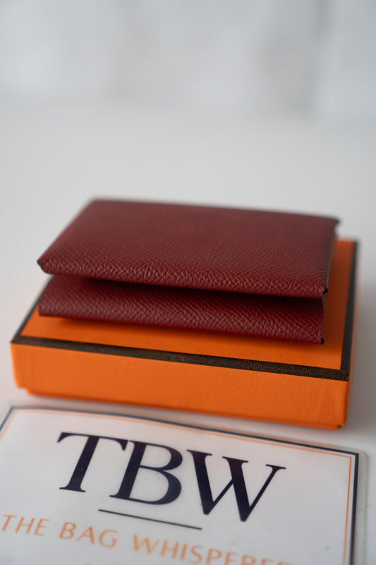 Calvi Duo Wallet – Rouge H Epsom with Palladium Hardware
