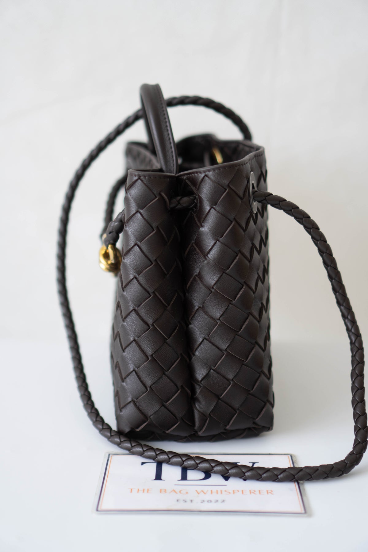 Andiamo Small Bag – Dark Brown Intrecciato Nappa Leather
