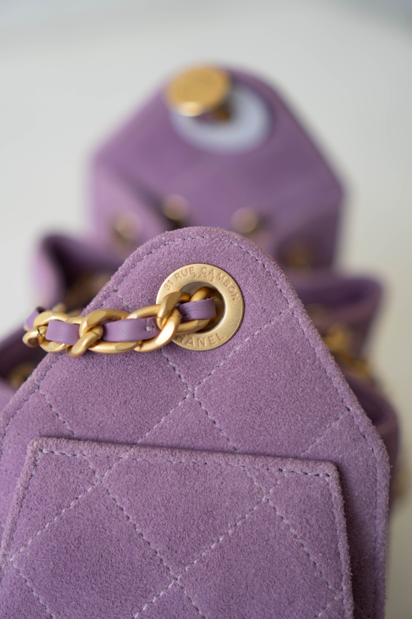 C25 in Mini Purple Suede Calfskin with Gold Hardware