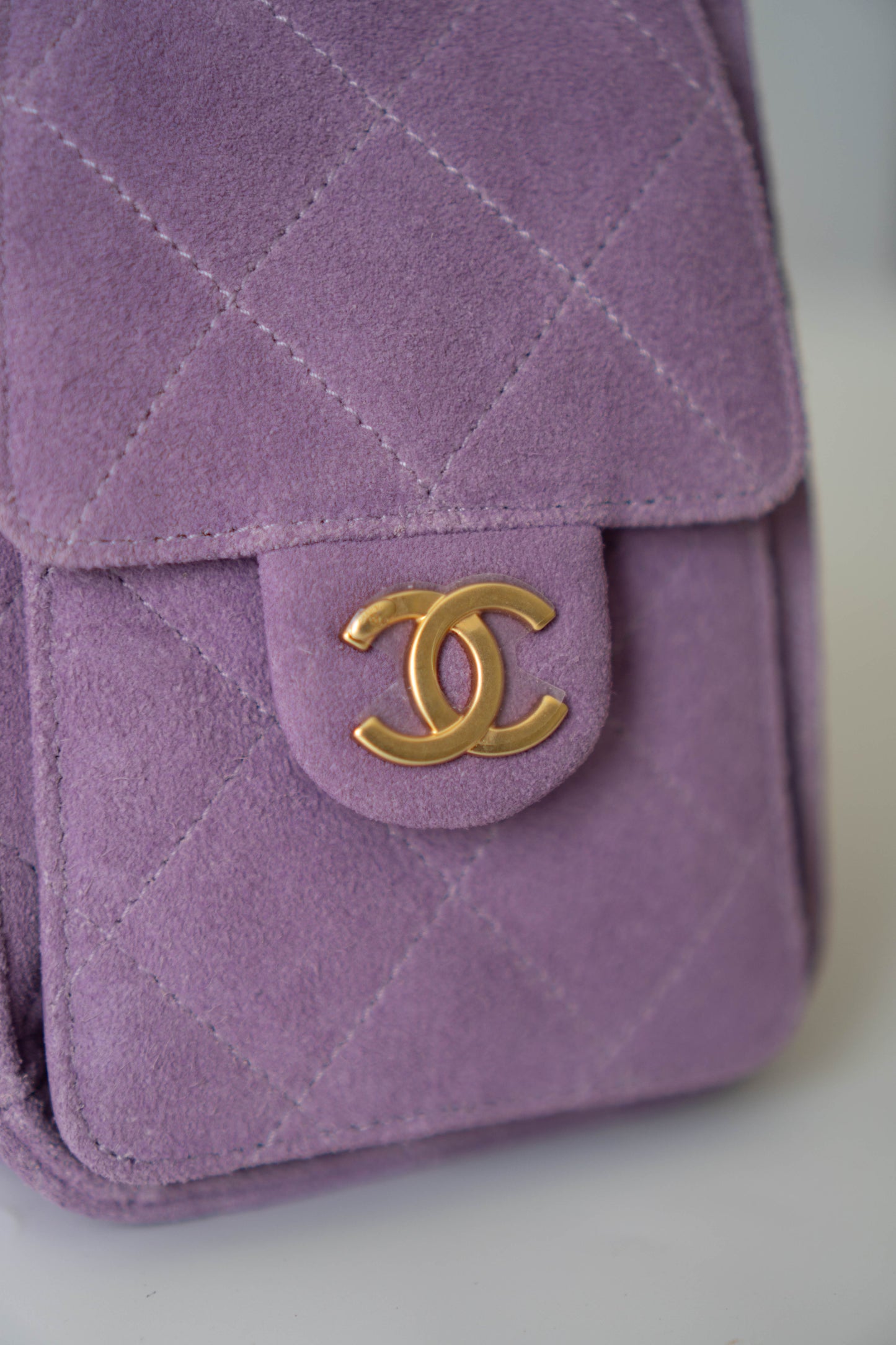C25 in Mini Purple Suede Calfskin with Gold Hardware