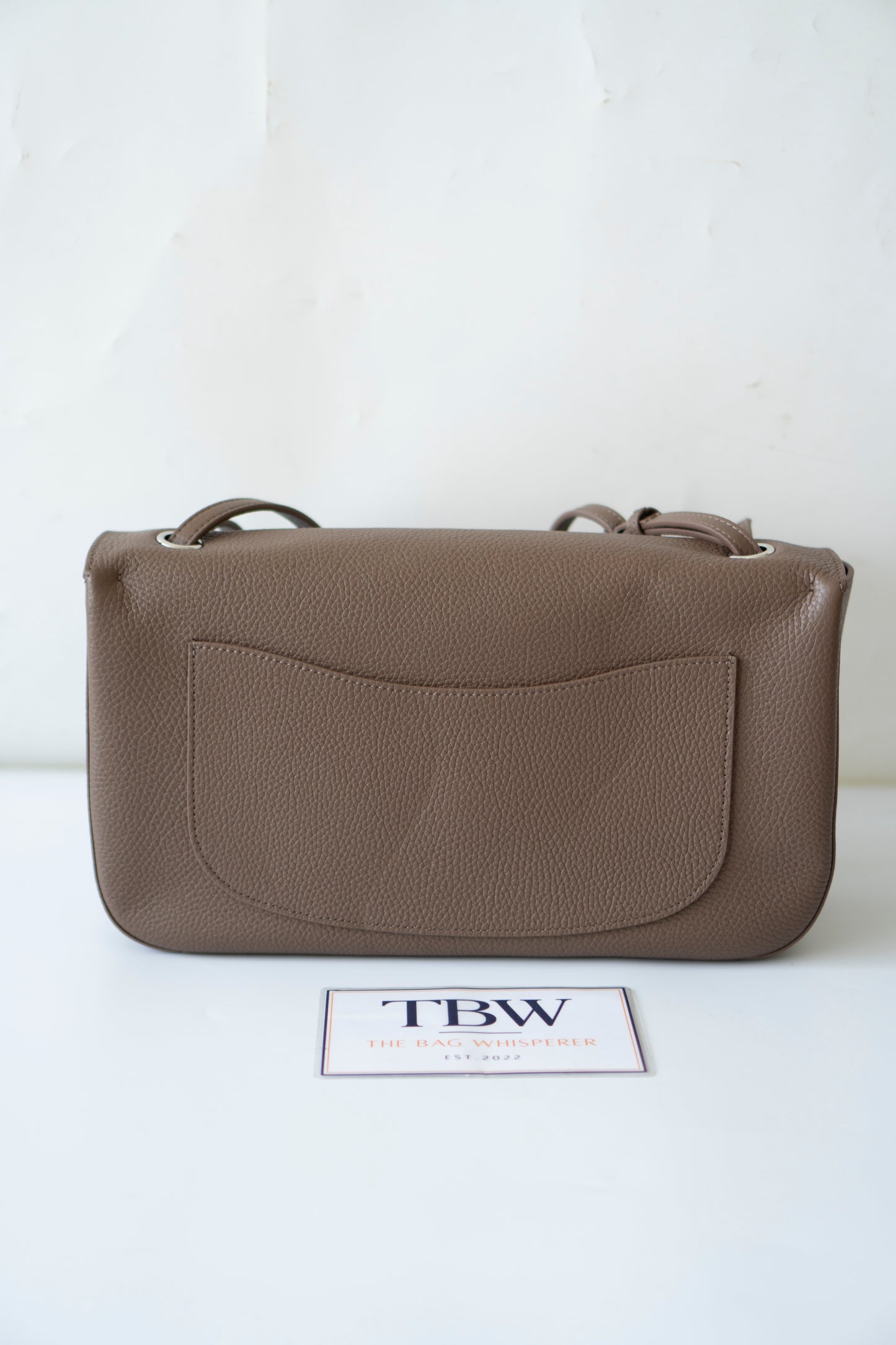 26S Souplissimo Jumbo Flap – Taupe Grained Calfskin with Silver Hardware
