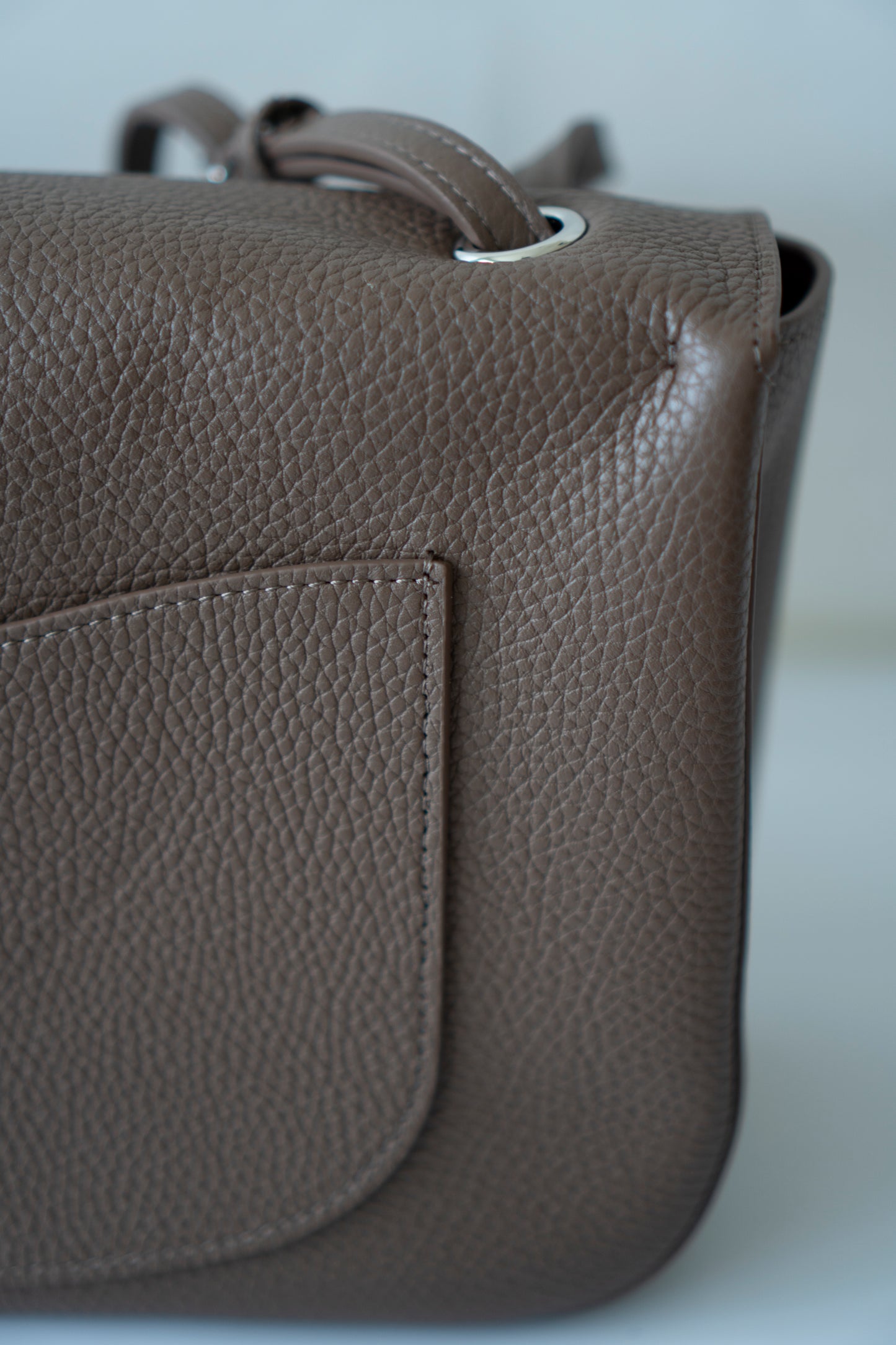 26S Souplissimo Jumbo Flap – Taupe Grained Calfskin with Silver Hardware