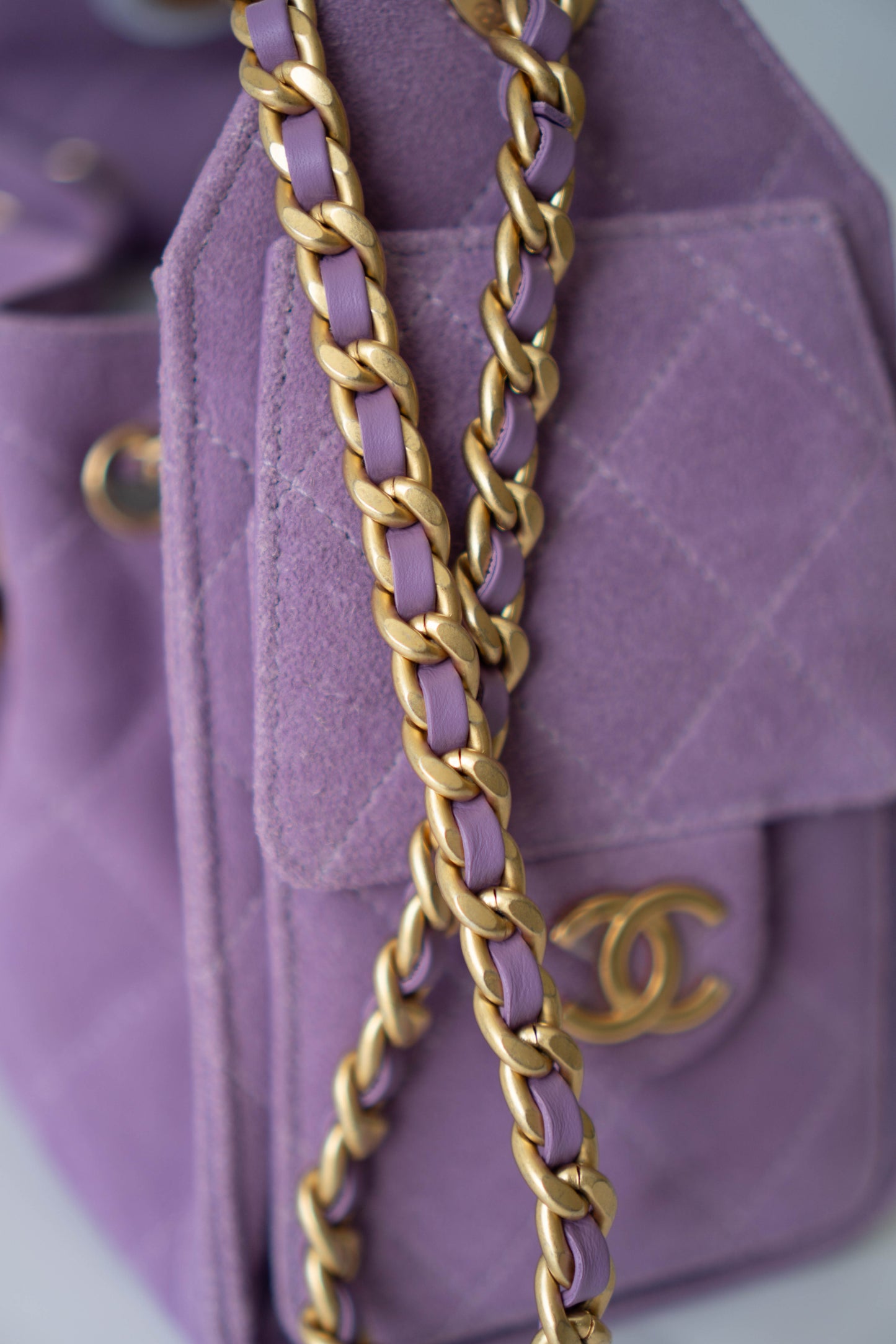 C25 in Mini Purple Suede Calfskin with Gold Hardware