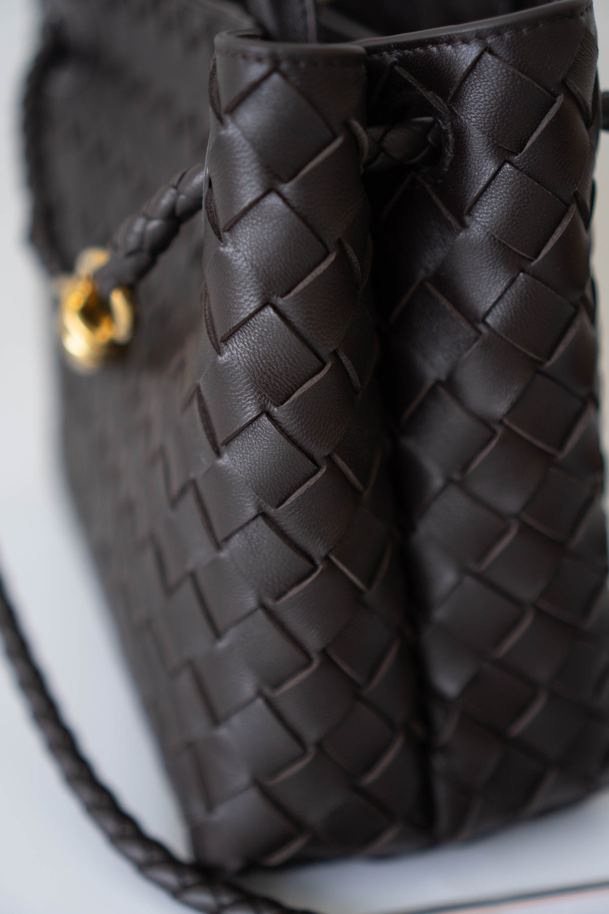 Andiamo Small Bag – Dark Brown Intrecciato Nappa Leather