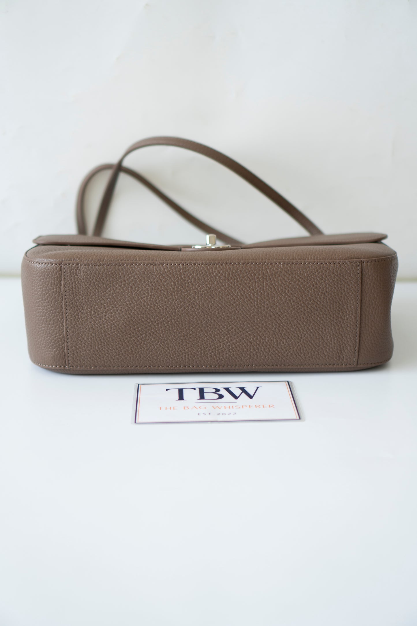 26S Souplissimo Jumbo Flap – Taupe Grained Calfskin with Silver Hardware