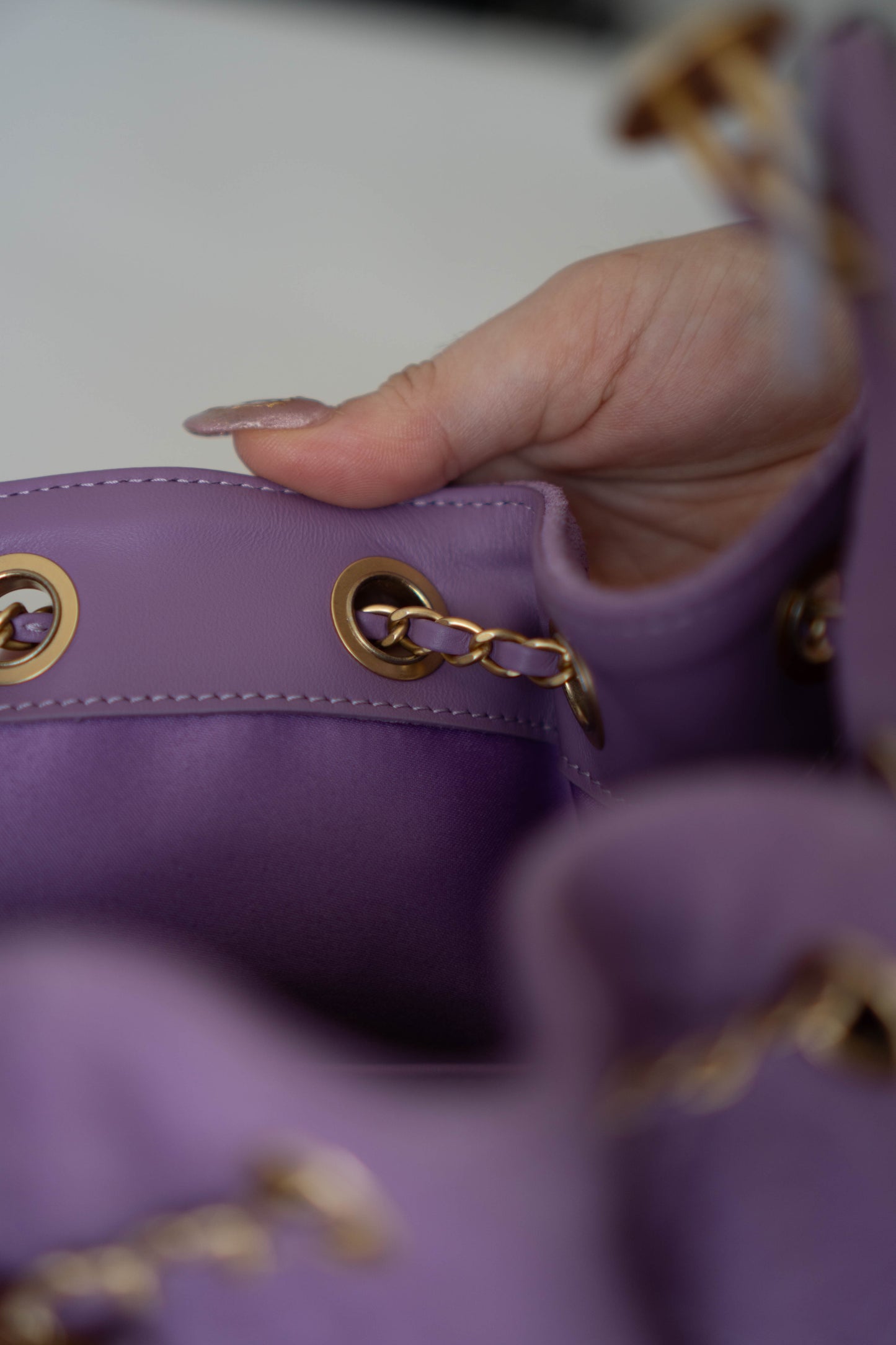 C25 in Mini Purple Suede Calfskin with Gold Hardware