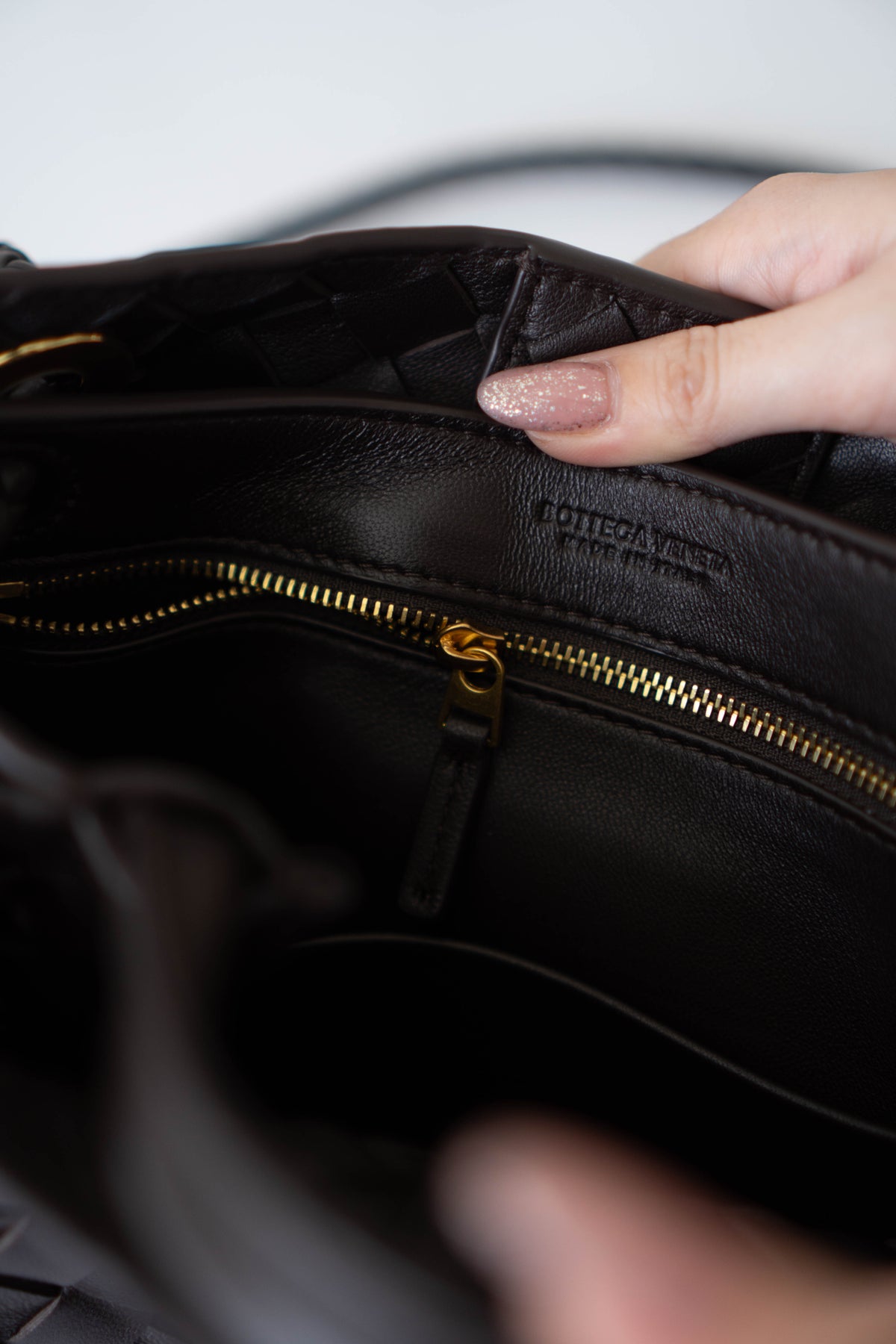 Andiamo Small Bag – Dark Brown Intrecciato Nappa Leather