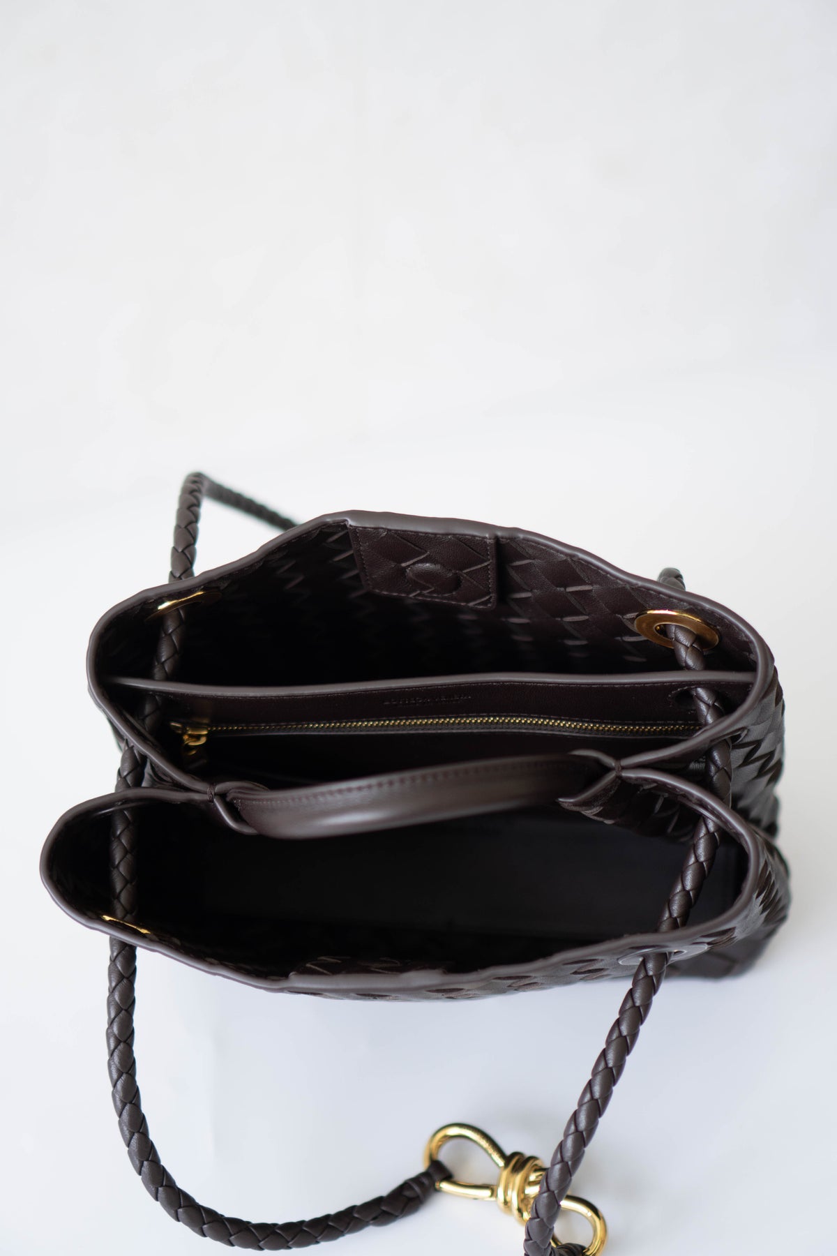 Andiamo Small Bag – Dark Brown Intrecciato Nappa Leather