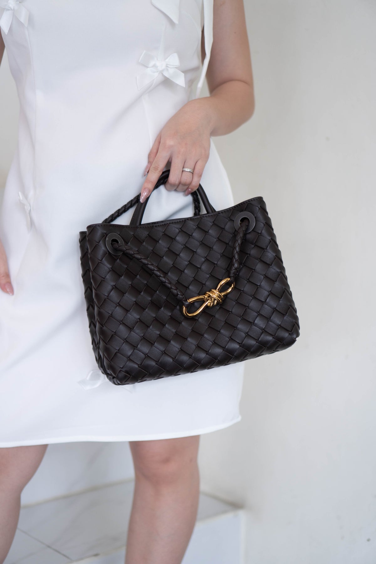 Andiamo Small Bag – Dark Brown Intrecciato Nappa Leather