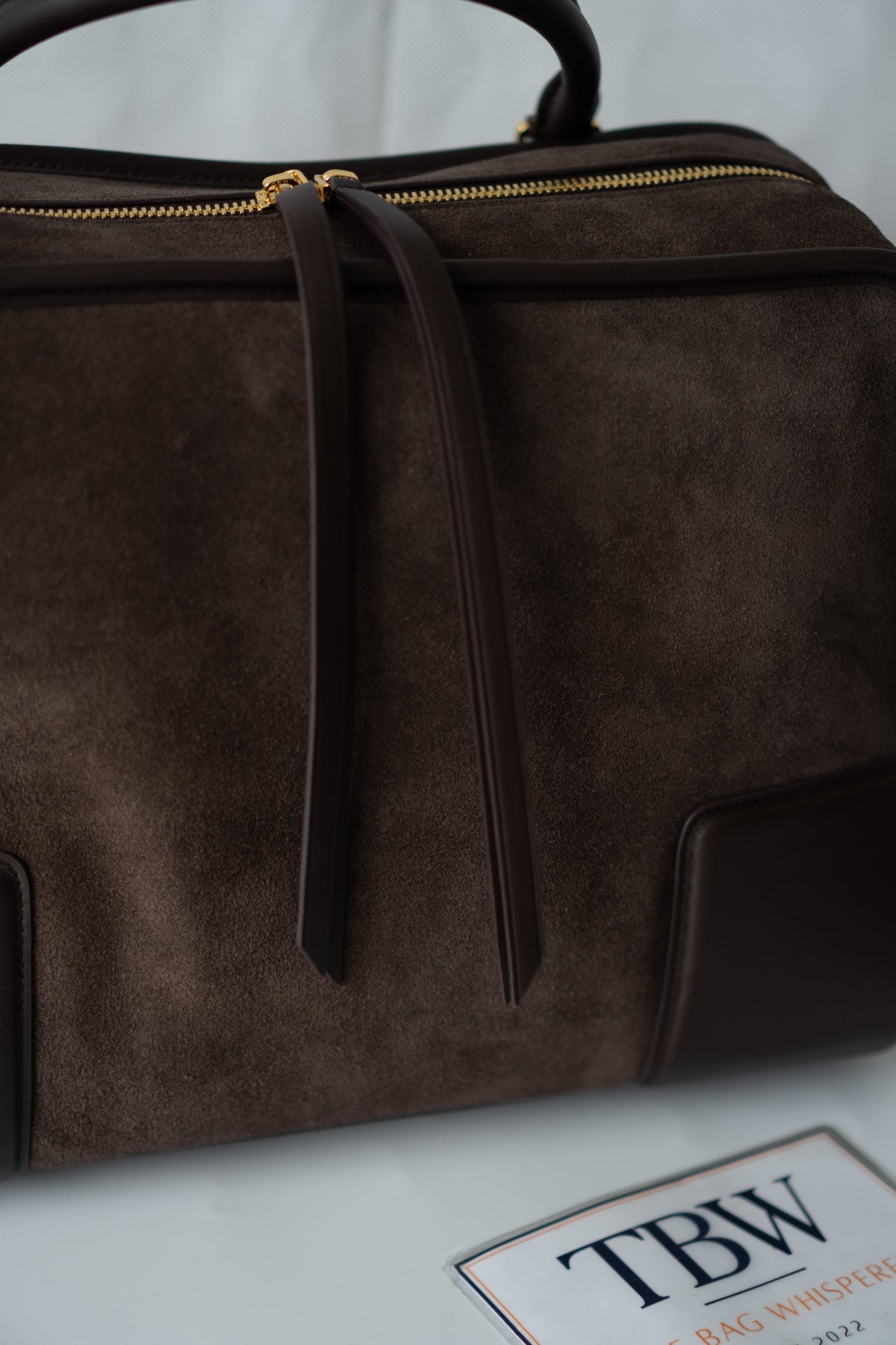 Amazona Large Suede Top Handle Bag – Dark Chocolate Brown