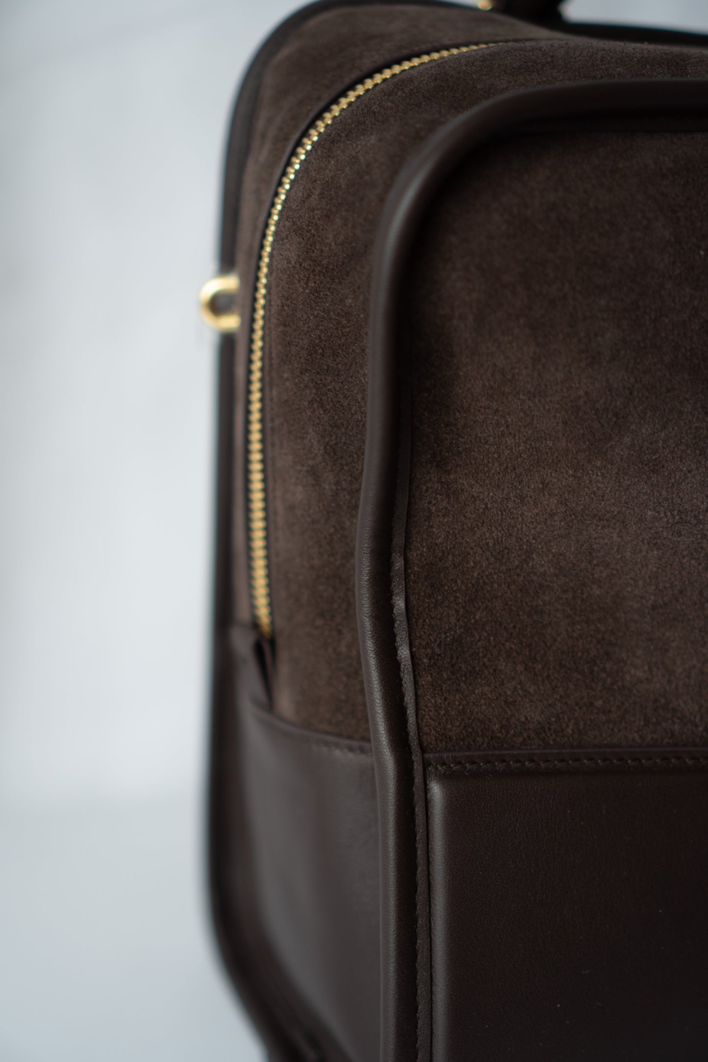Amazona Large Suede Top Handle Bag – Dark Chocolate Brown