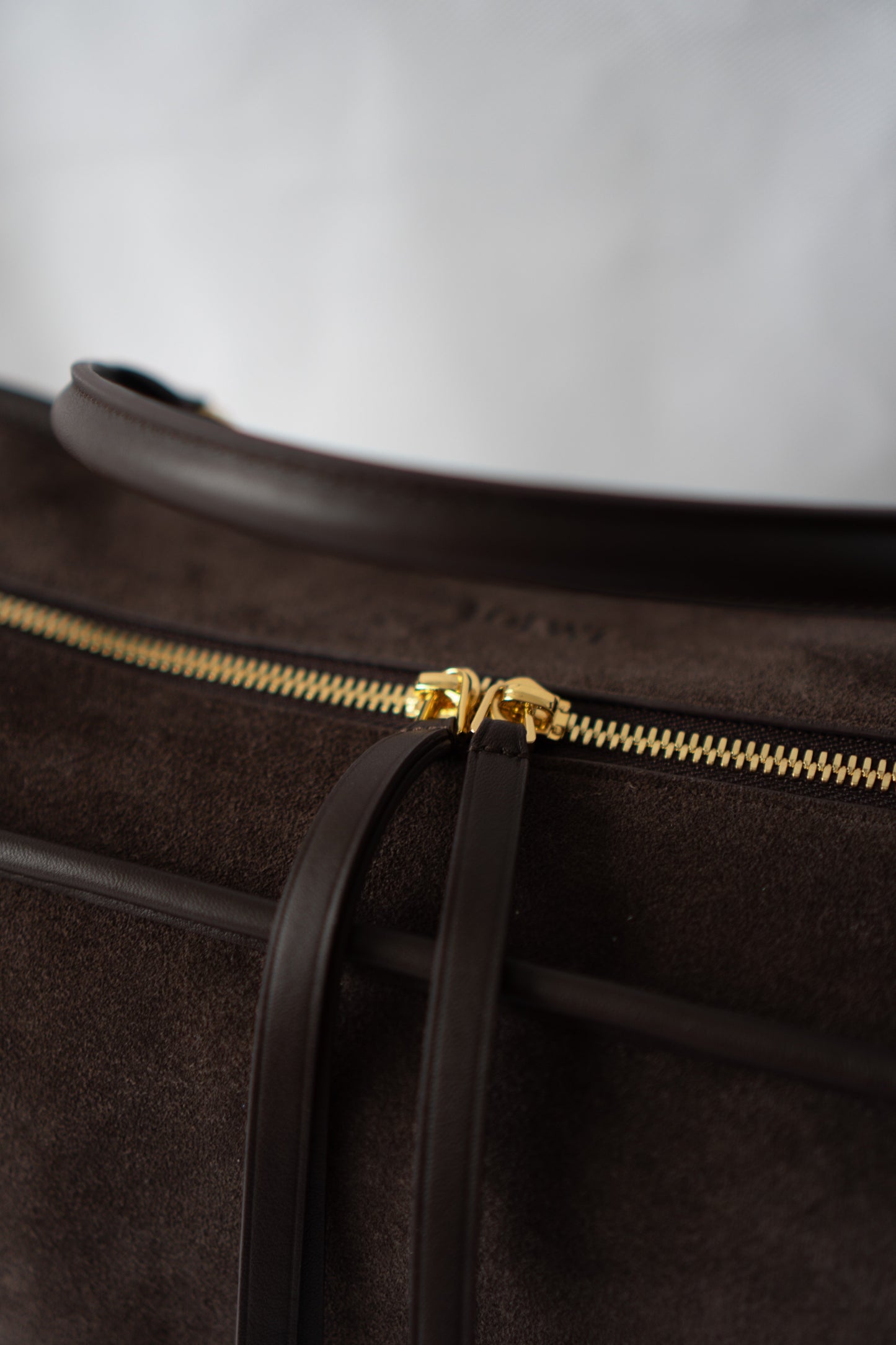 Amazona Large Suede Top Handle Bag – Dark Chocolate Brown