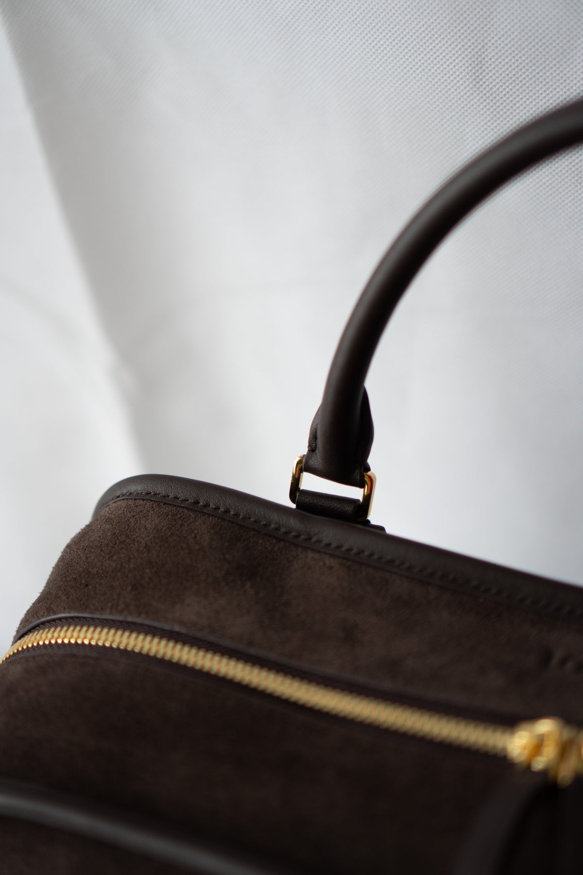 Amazona Large Suede Top Handle Bag – Dark Chocolate Brown