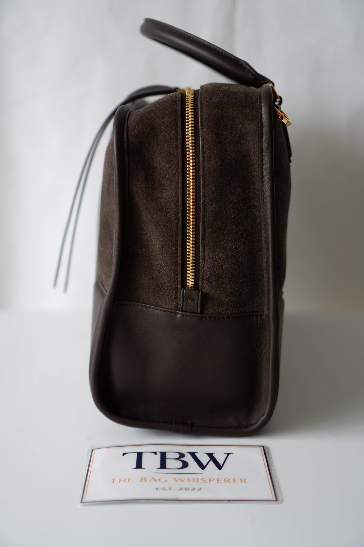 Amazona Large Suede Top Handle Bag – Dark Chocolate Brown
